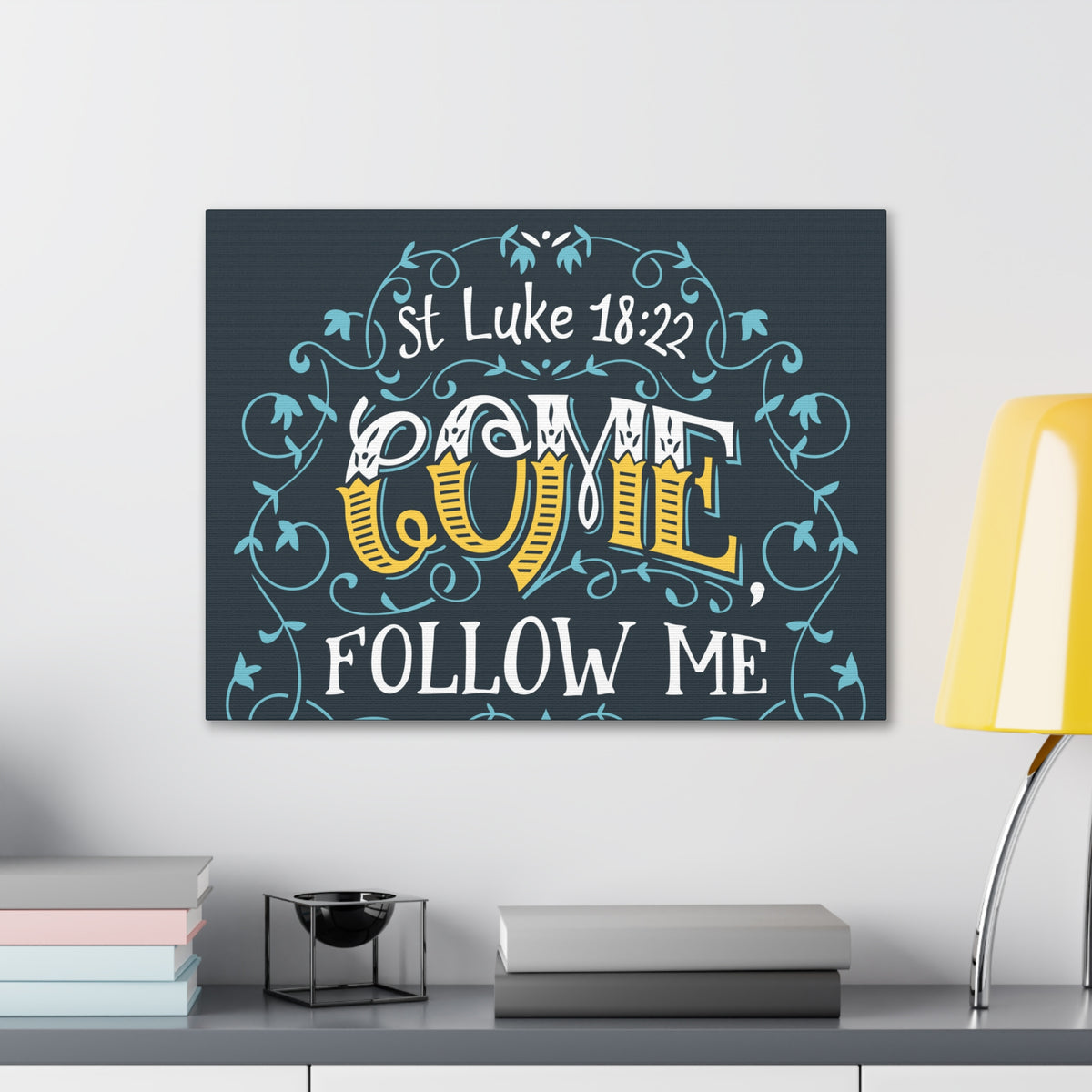 Scripture Canvas Come Follow Me Luke 18:22 Christian Wall Art Bible Verse Print Ready To Hang-Express Your Love Gifts
