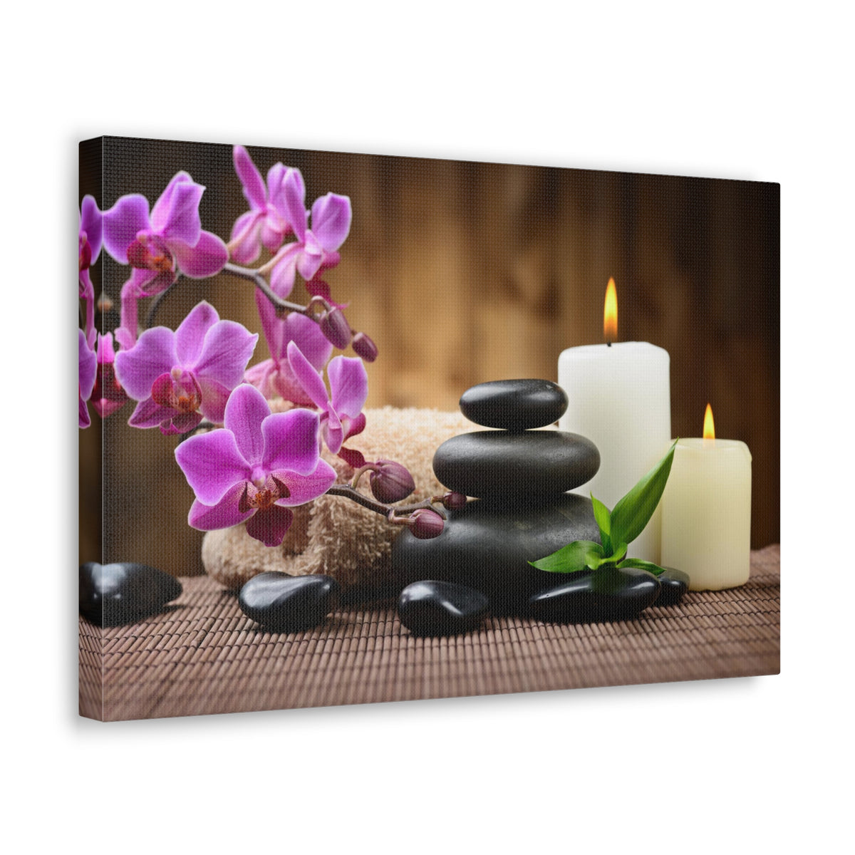 Stones and Bamboo Forest Floral Nature Photography Canvas Wall Art for Home Decor Ready-to-Hang-Express Your Love Gifts