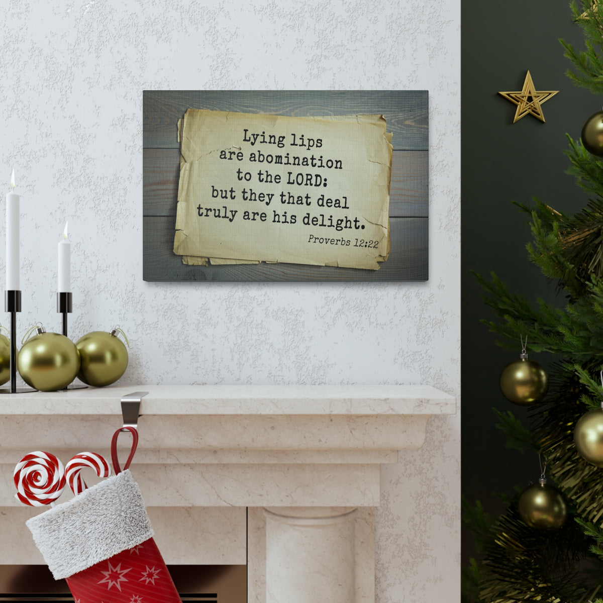 Scripture Canvas His Delight Proverbs 12:22 Christian Wall Art Bible Verse Print Ready to Hang-Express Your Love Gifts