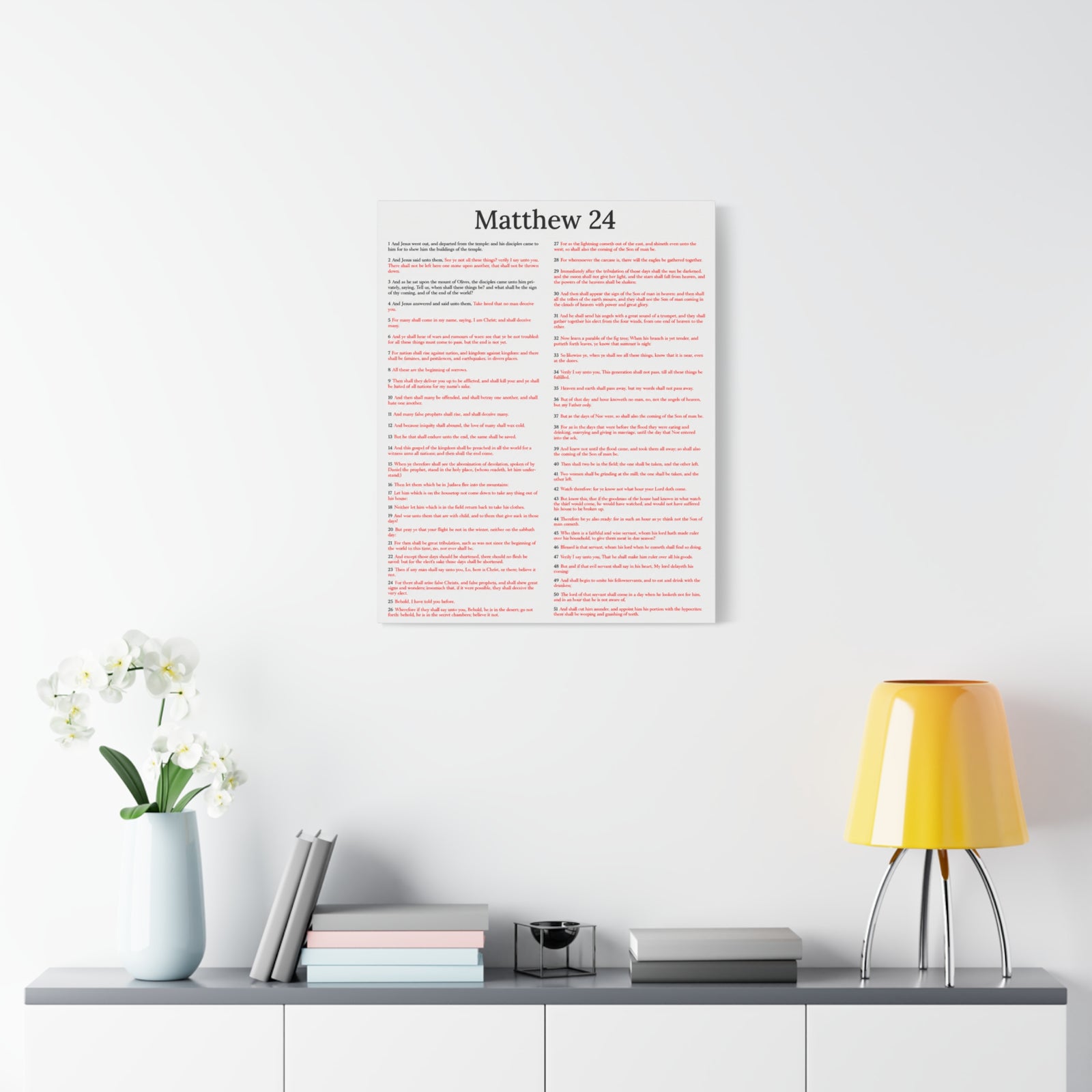 Scripture Walls Christ Words in Red Matthew 24 Chapter Christian Wall Art Print Ready to Hang Unframed-Express Your Love Gifts