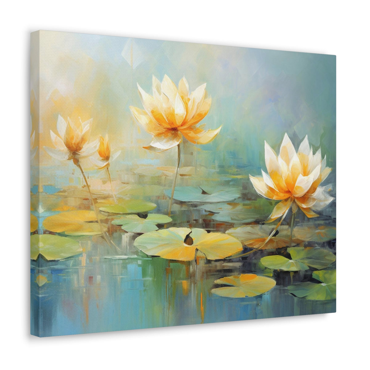 Hand-painted Lotus Flower Canvas Wall Art for Home Decor Ready-to-Hang-Express Your Love Gifts