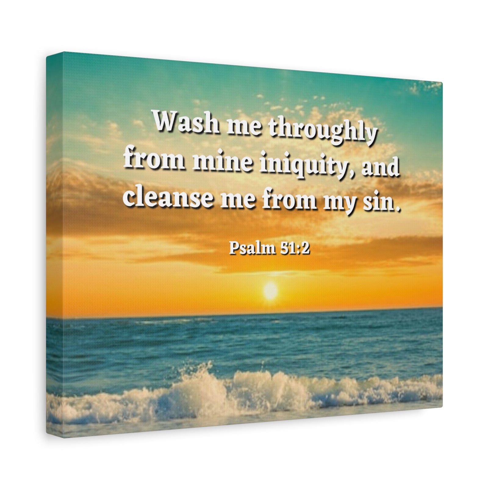 Scripture Canvas Washed Away Psalm 51:2 Christian Wall Art Bible Verse Print Ready to Hang-Express Your Love Gifts