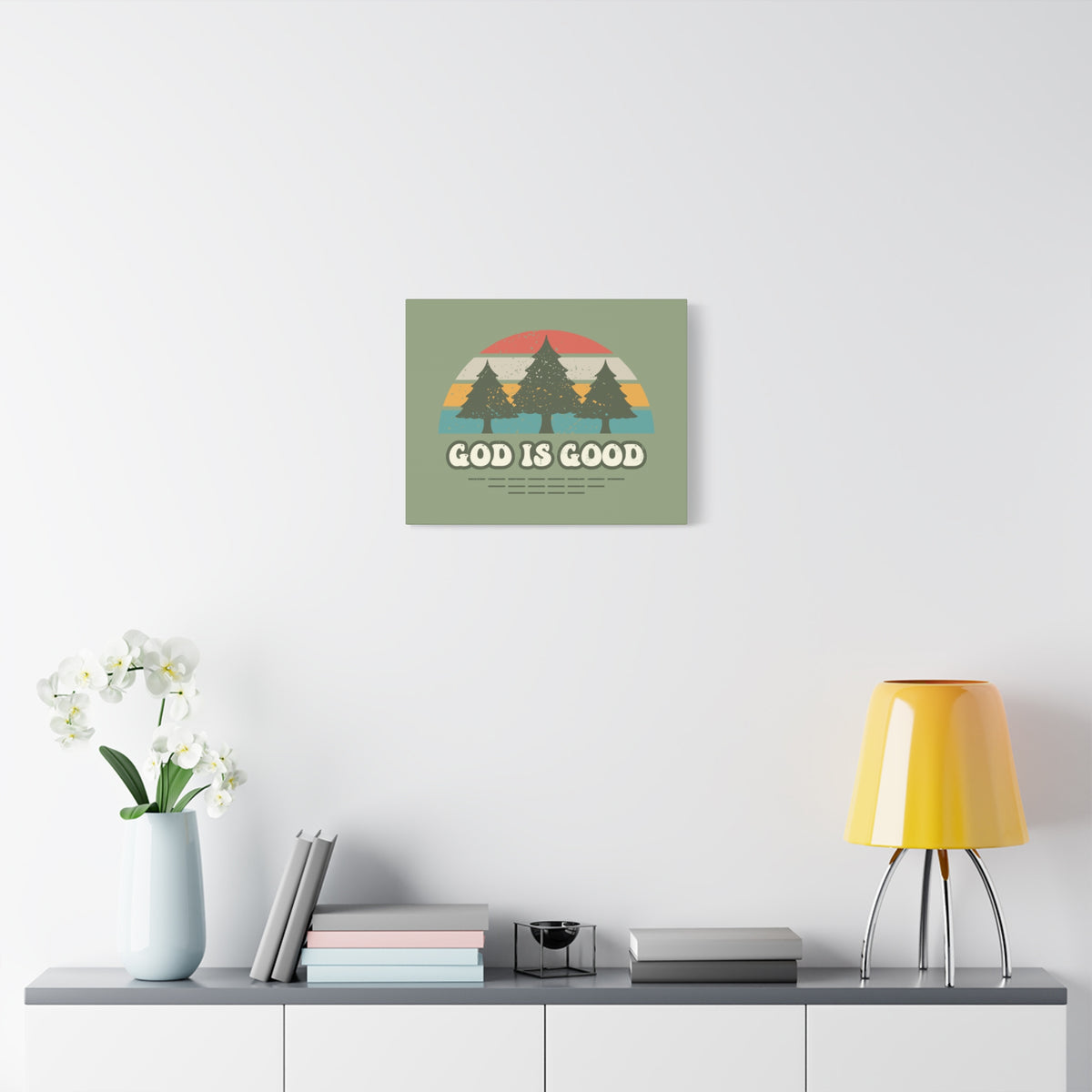 Scripture Canvas God Is Good Psalm 100:5 Three Trees Christian Wall Art Bible Verse Print Ready to Hang-Express Your Love Gifts