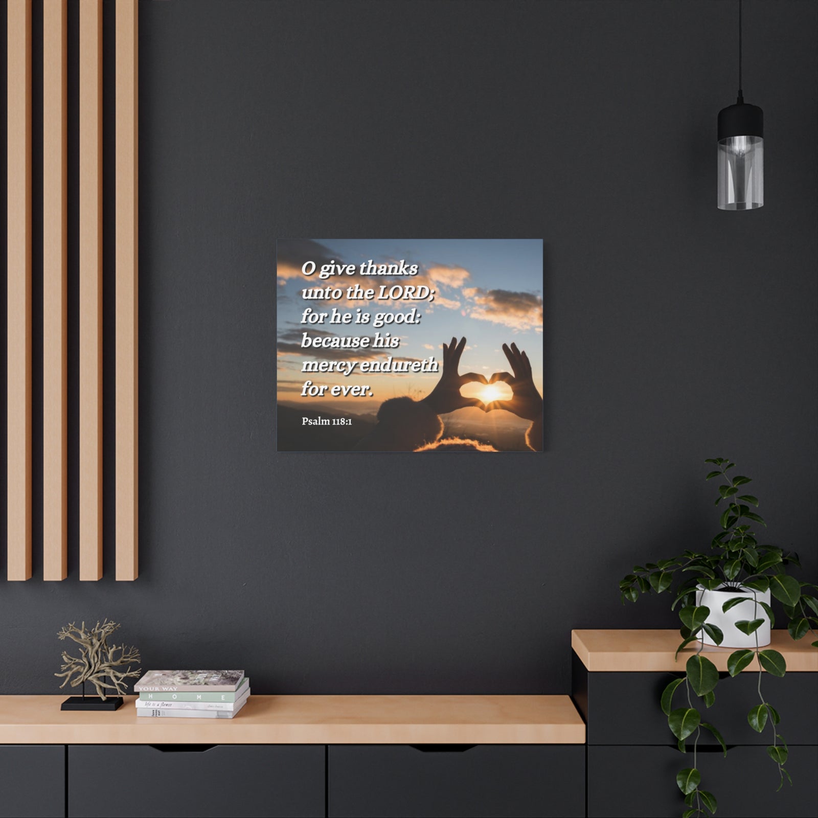 Scripture Canvas Give Thanks Psalm 118:1 Christian Wall Art Bible Verse Print Ready to Hang-Express Your Love Gifts