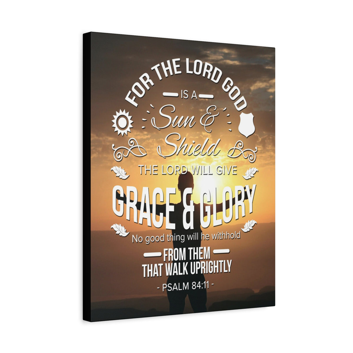 Scripture Canvas Grace And Glory Psalm 84:11 Christian Wall Art Bible Verse Print Ready to Hang-Express Your Love Gifts