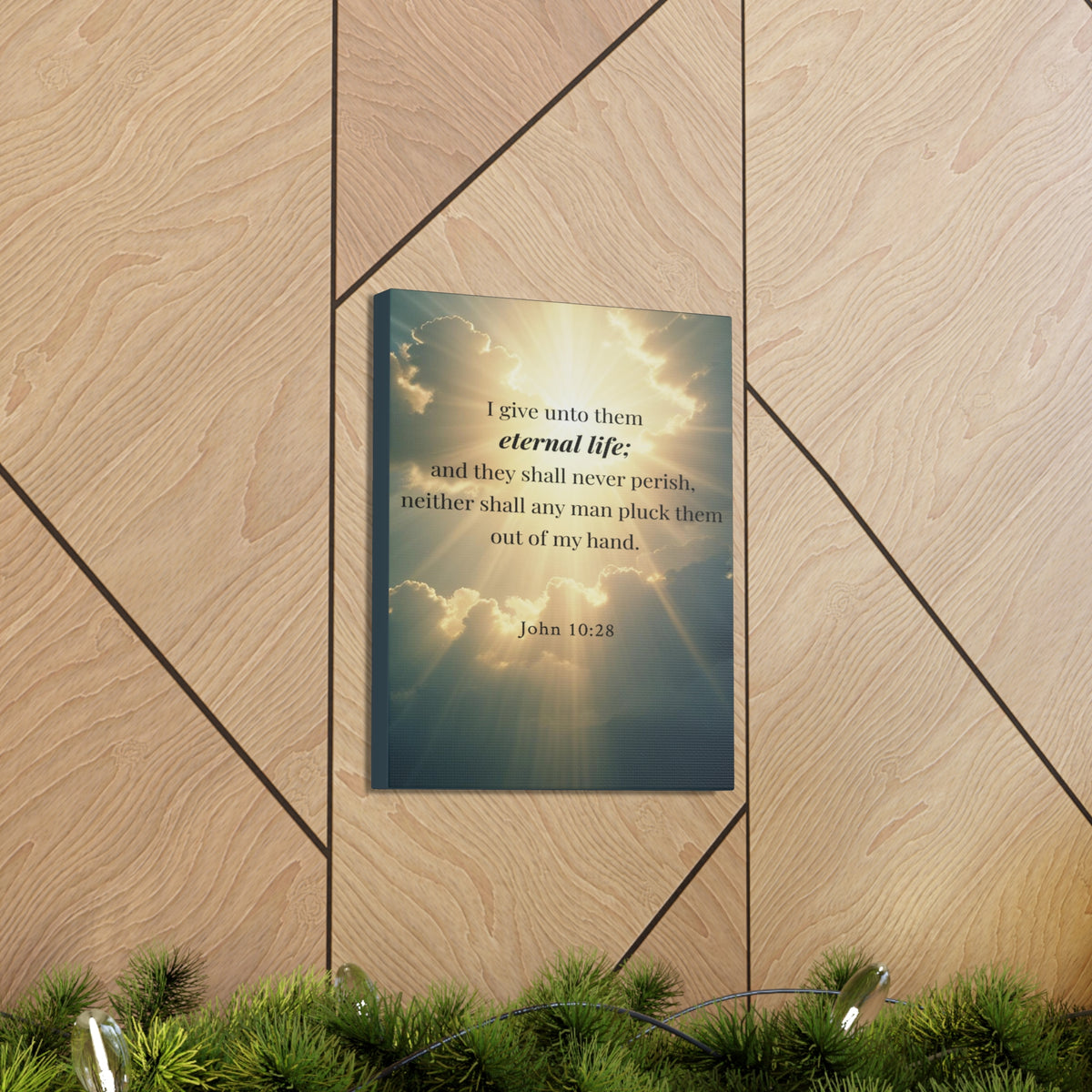 Scripture Walls John 10:28 Eternal Assurance Bible Verse Canvas Christian Wall Art Ready to Hang Unframed-Express Your Love Gifts