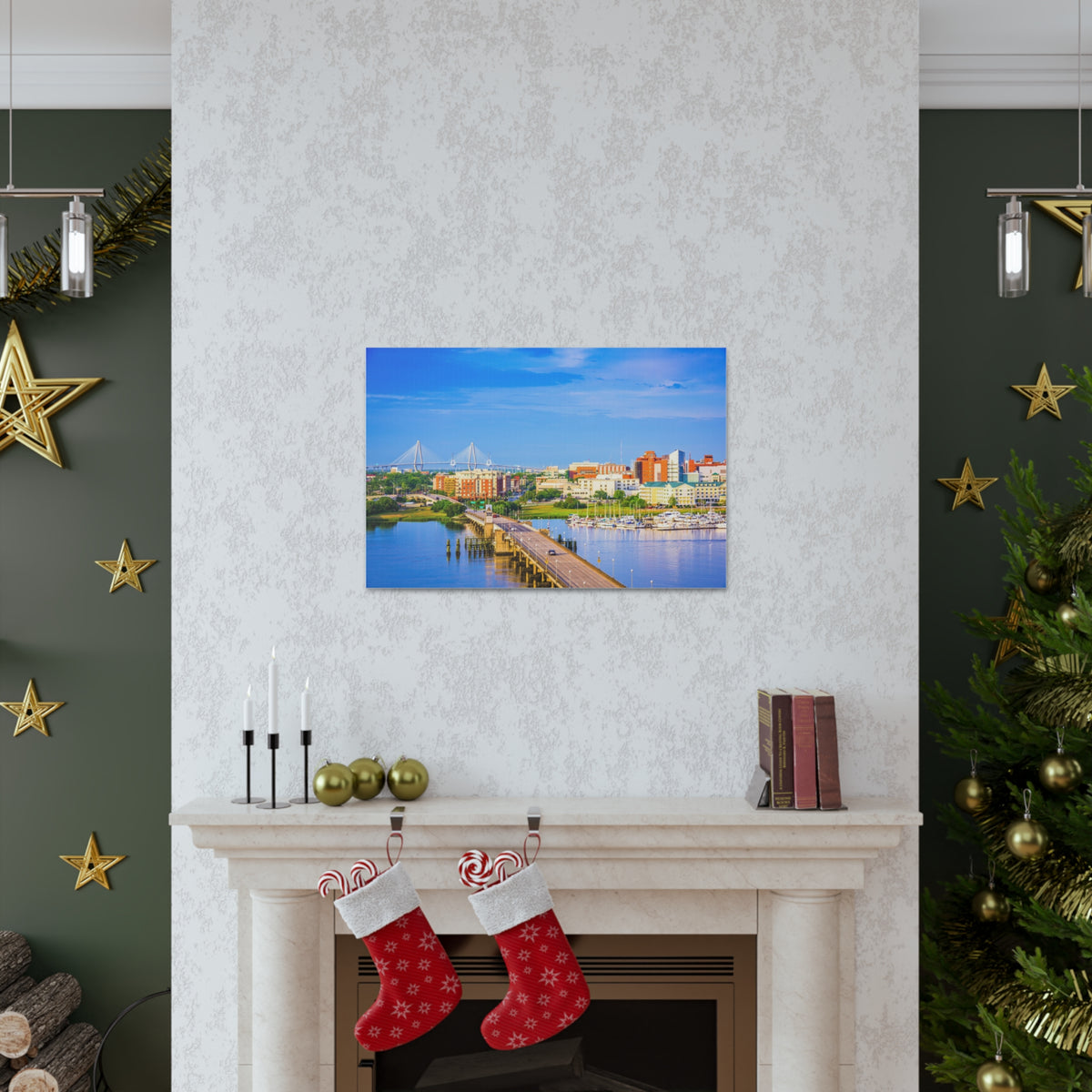 Charleston Daytime Skyline Canvas Artwork High-Quality Breathtaking Stunning Cityscape for Home Decor Ready to Hang-Express Your Love Gifts