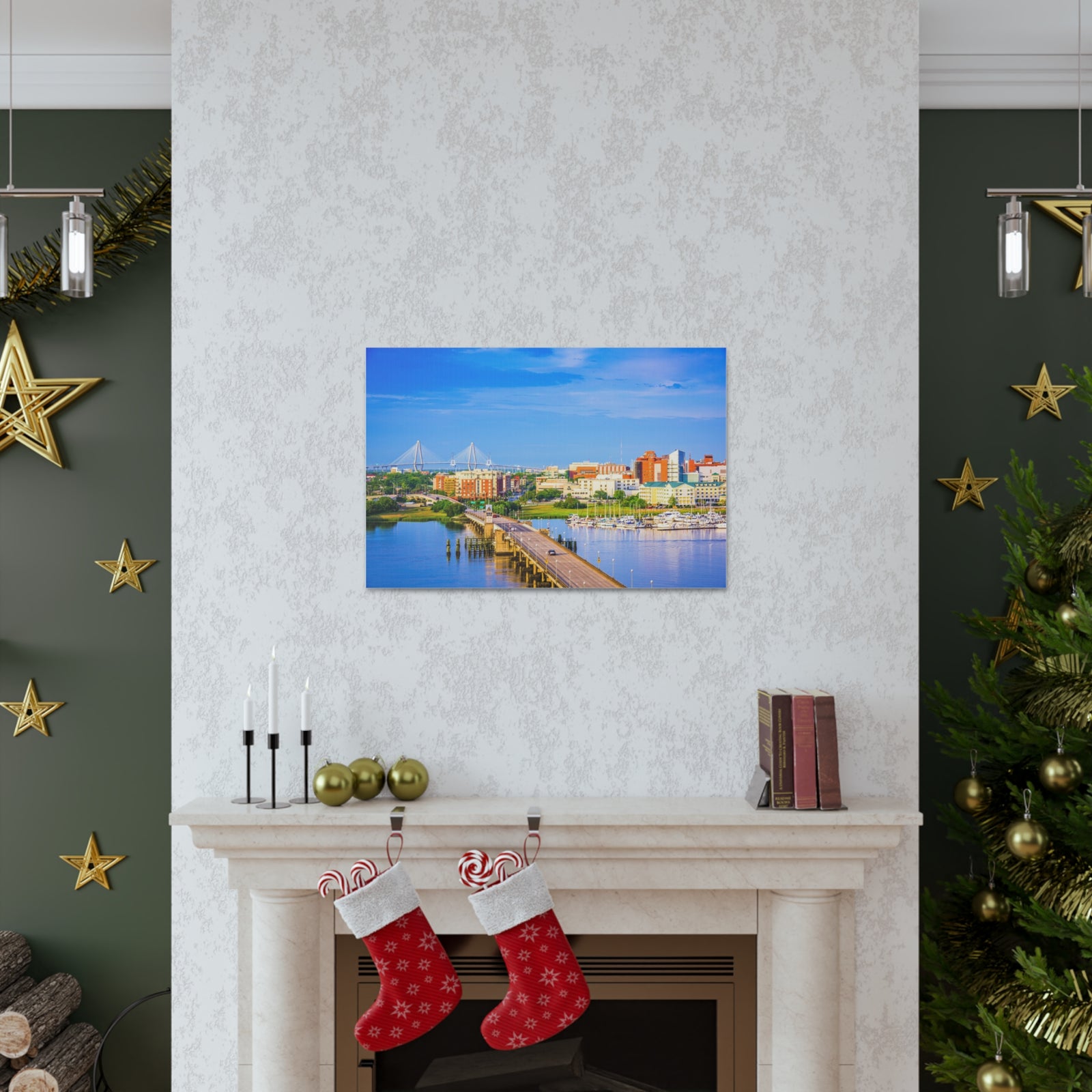 Charleston Daytime Skyline Canvas Artwork High-Quality Breathtaking Stunning Cityscape for Home Decor Ready to Hang-Express Your Love Gifts