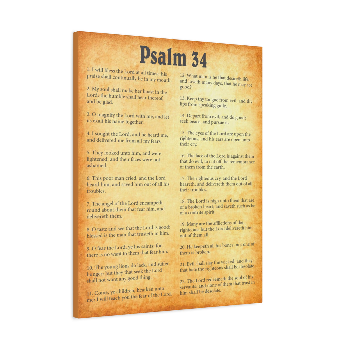Scripture Walls Psalm 34 Gold Bible Chapter Canvas Christian Wall Art Ready to Hang-Express Your Love Gifts