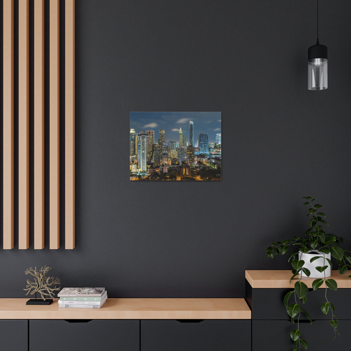 Bangkok Night Skyline Canvas Artwork High-Quality Breathtaking Stunning Cityscape for Home Decor Ready to Hang-Express Your Love Gifts