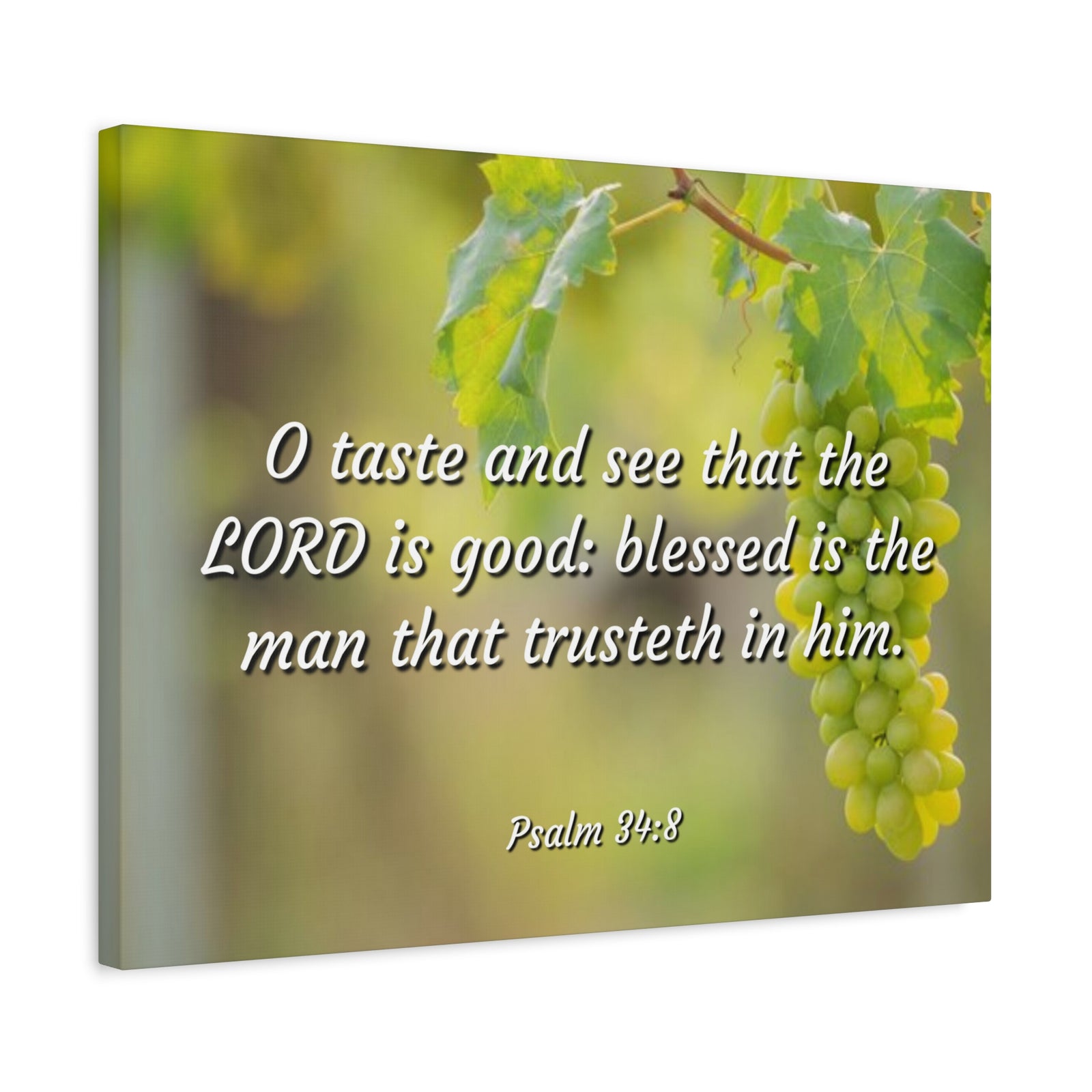 Scripture Canvas Lord Is Good Psalm 34:8 Christian Wall Art Bible Verse Print Ready to Hang-Express Your Love Gifts