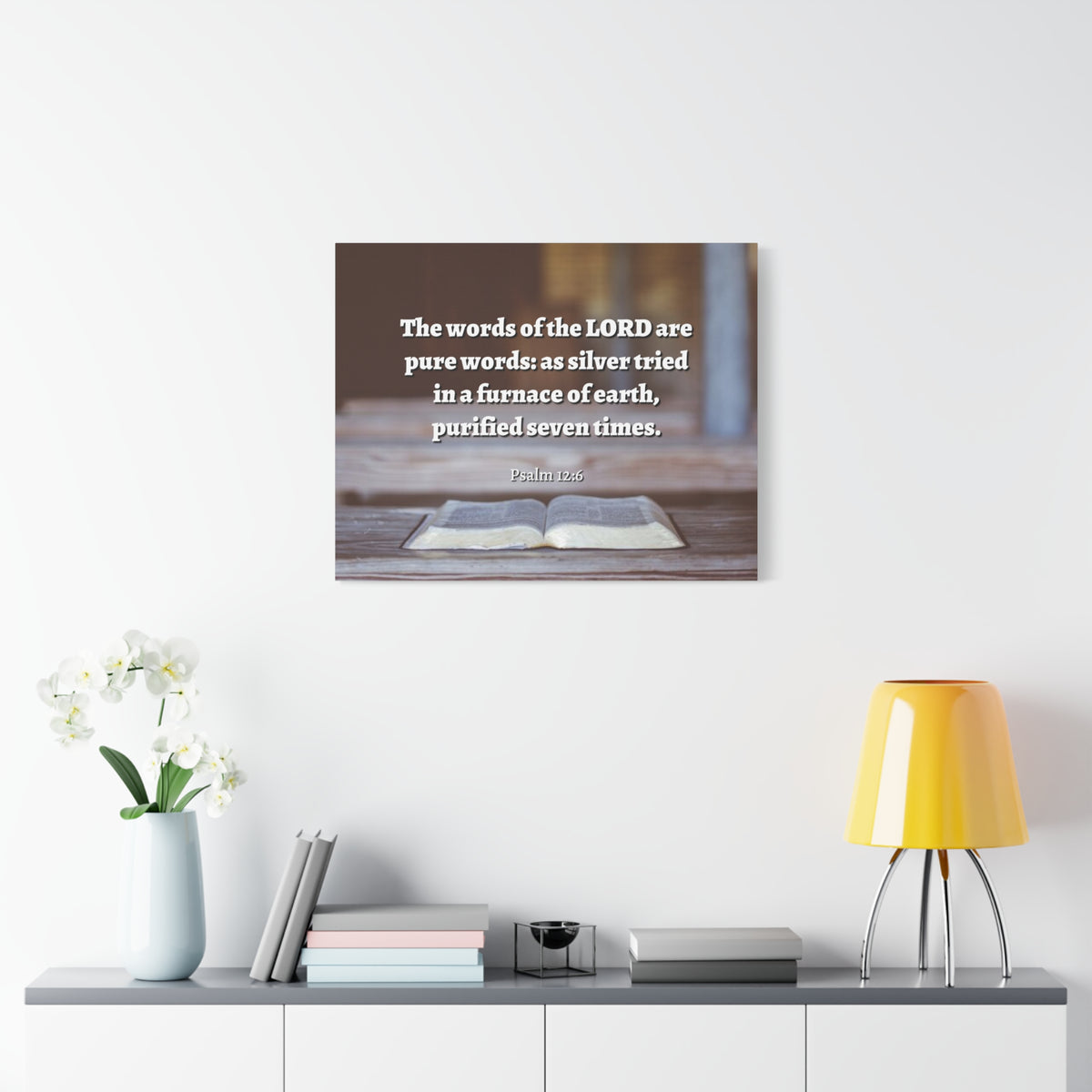 Scripture Canvas Pure Words Psalm 12:6 Christian Wall Art Bible Verse Print Ready to Hang-Express Your Love Gifts