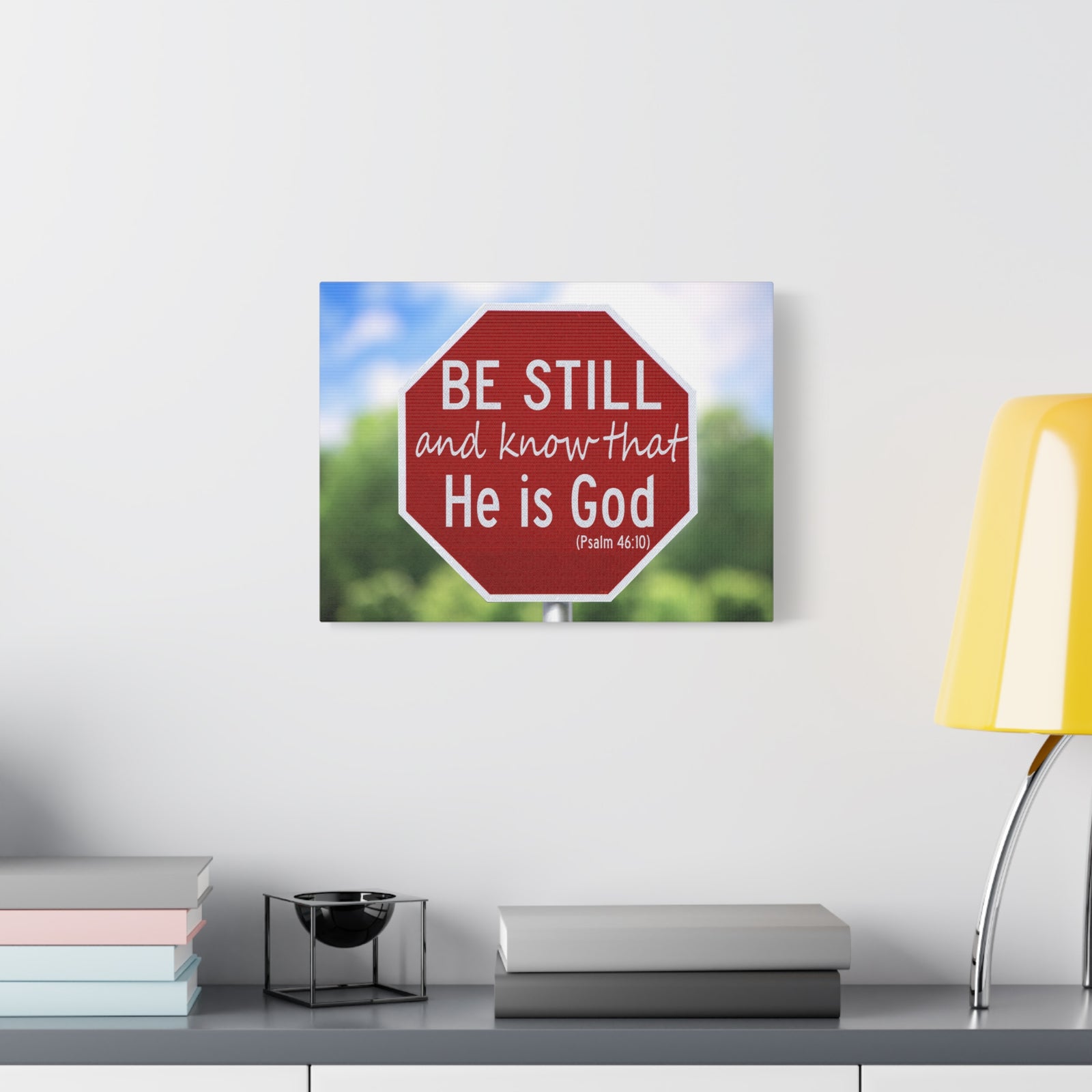 Scripture Canvas He Is God Psalm 46:10 Christian Wall Art Bible Verse Print Ready to Hang-Express Your Love Gifts