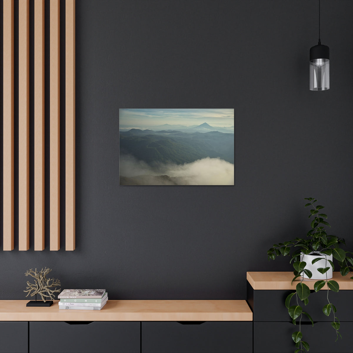 Misty Mountains Green Forest Nature Wilderness Photography Canvas Wall Art for Home Decor Ready-to-Hang-Express Your Love Gifts