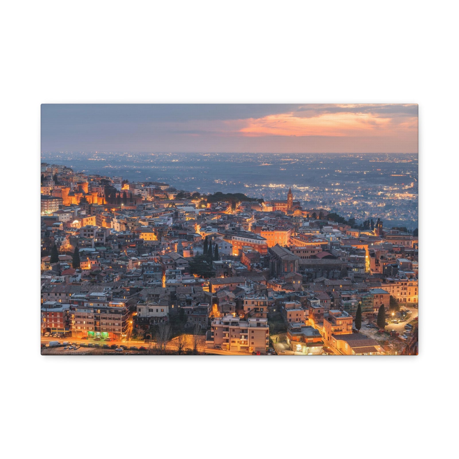 Rome Night Skyline Canvas Artwork High-Quality Breathtaking Stunning Cityscape for Home Decor Ready to Hang-Express Your Love Gifts