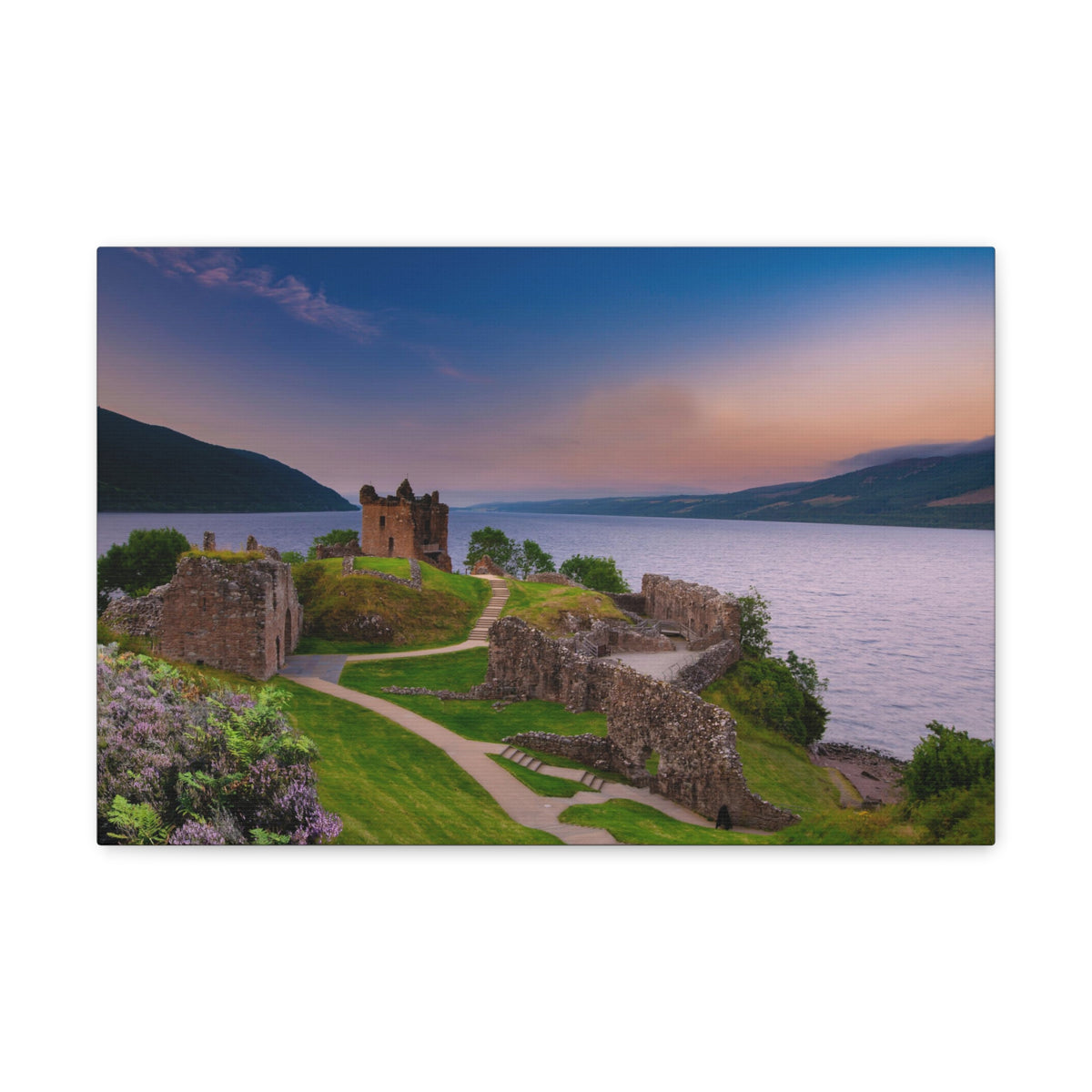 Ruins of Urquhart Castle Ness Scotland Nature Wilderness Photography Canvas Wall Art for Home Decor Ready-to-Hang-Express Your Love Gifts
