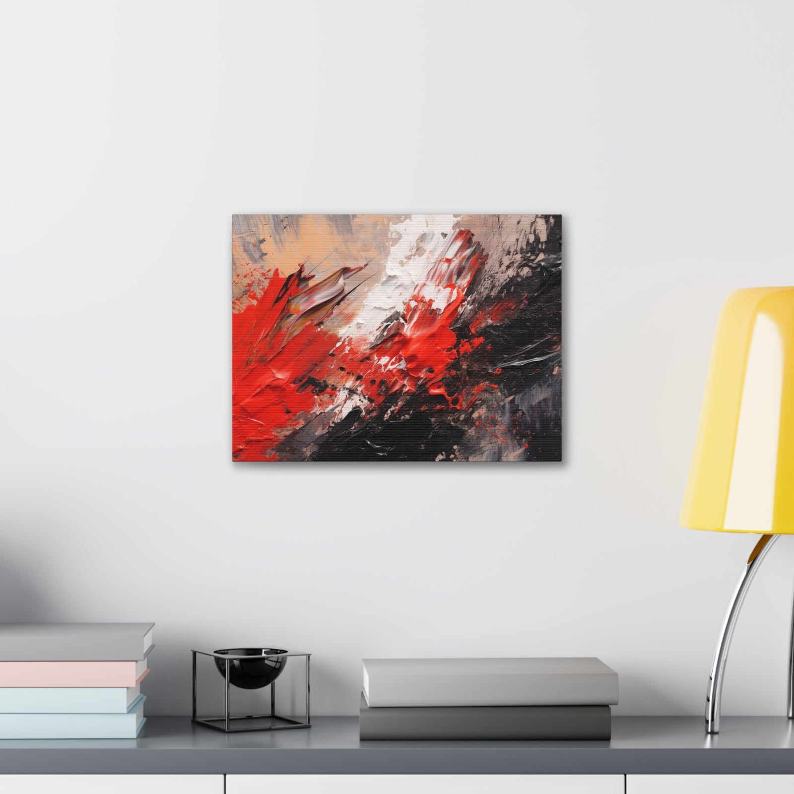 Abstract Oil Painting White Red Black Brushstrokes Painting Canvas Wall Art for Home Decor Ready-to-Hang-Express Your Love Gifts