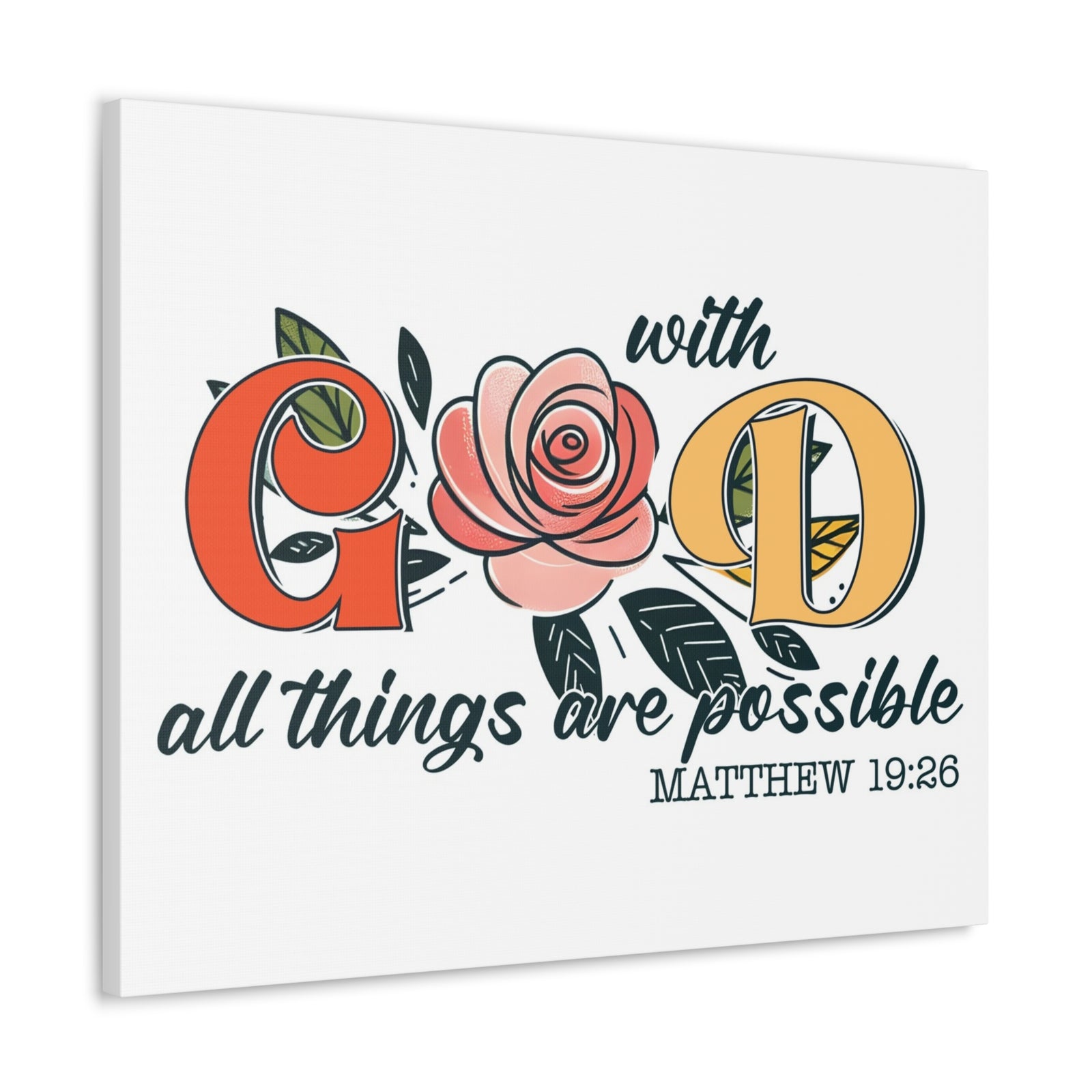 Scripture Walls Matthew 19:26 All Things are Possible Bible Verse Canvas Christian Wall Art Ready to Hang Unframed-Express Your Love Gifts