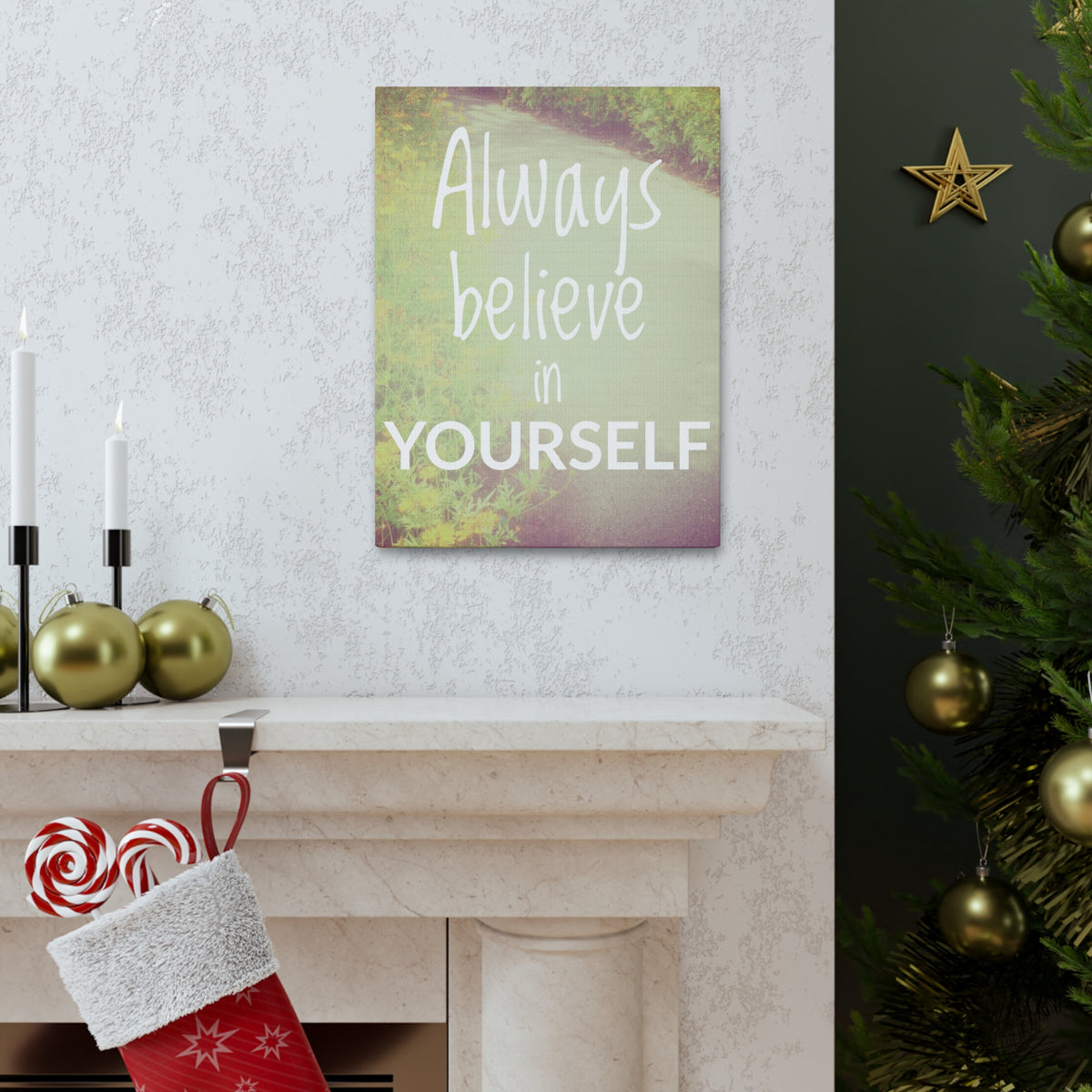 Inspirational Quote Canvas Always Believe In Yourself Motivational Print Ready to Hang Artwork-Express Your Love Gifts