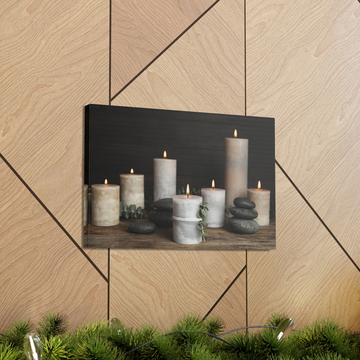 Composition with Burning Candles Forest Floral Nature Photography Canvas Wall Art for Home Decor Ready-to-Hang-Express Your Love Gifts