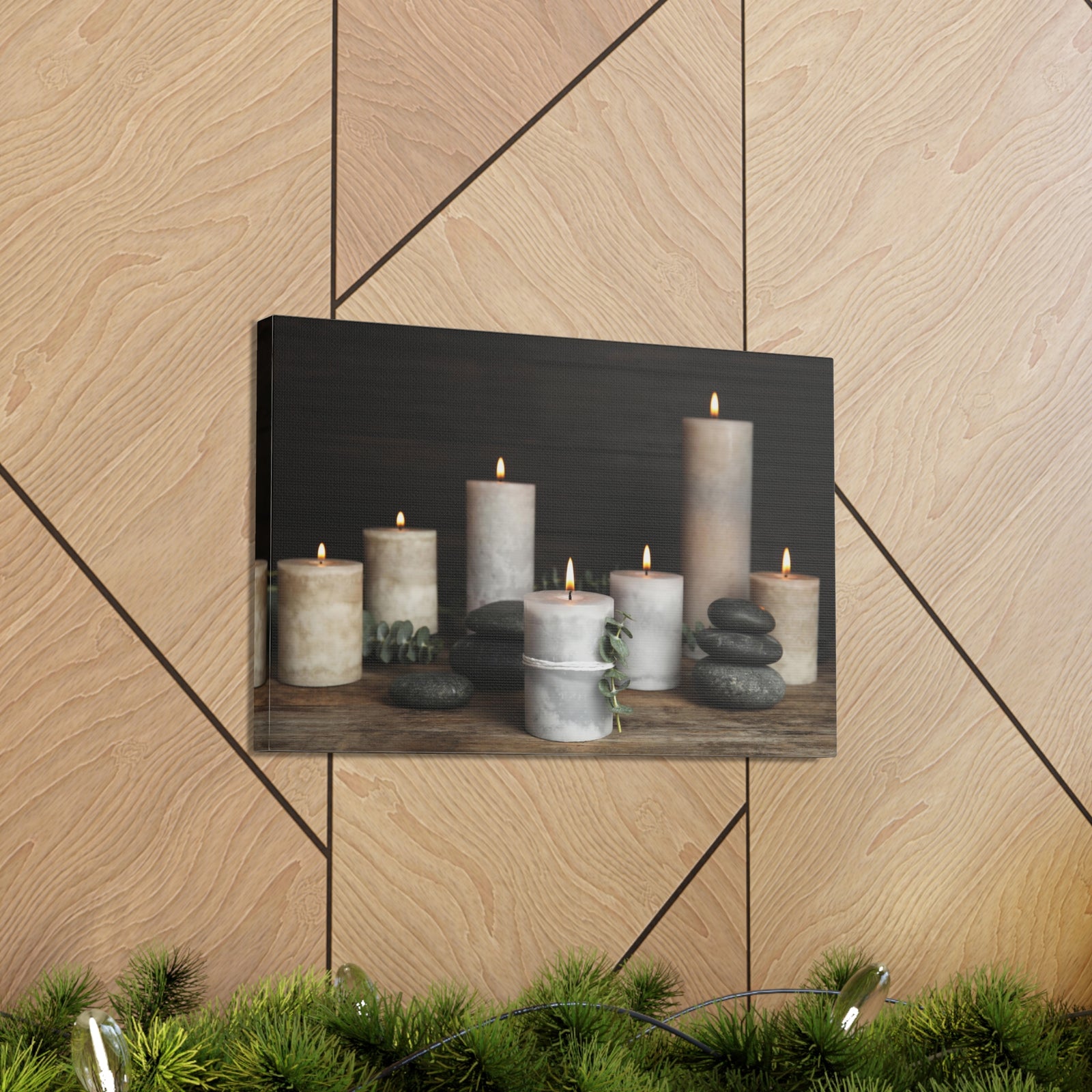 Composition with Burning Candles Forest Floral Nature Photography Canvas Wall Art for Home Decor Ready-to-Hang-Express Your Love Gifts