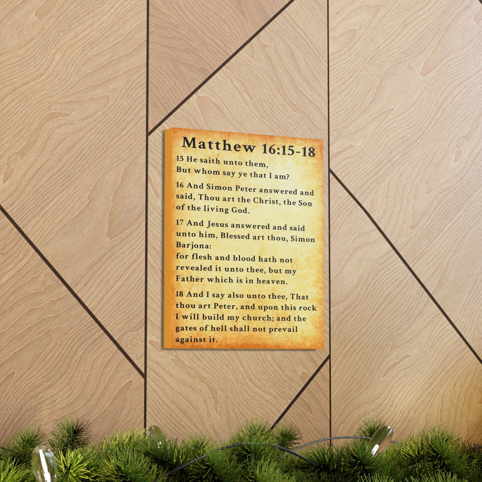 Scripture Walls Matthew 16:15-18 KJV Bible Verse Canvas Christian Wall Art Ready to Hang Unframed-Express Your Love Gifts