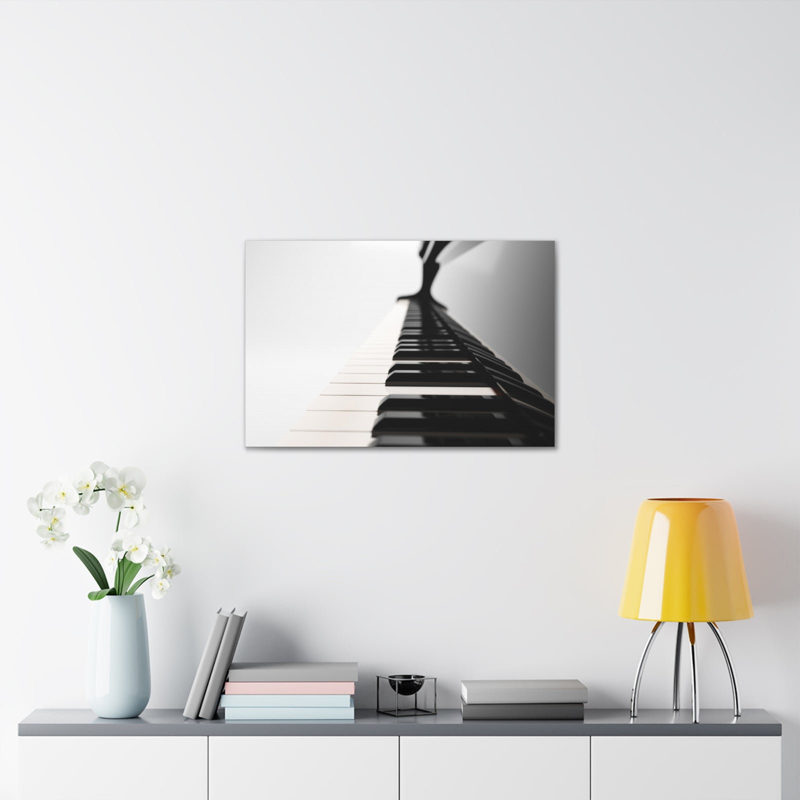 Piano Black And White Music Lover's Delight Piano Keyboard Canvas Wall Art for Home Decor Ready-to-Hang-Express Your Love Gifts