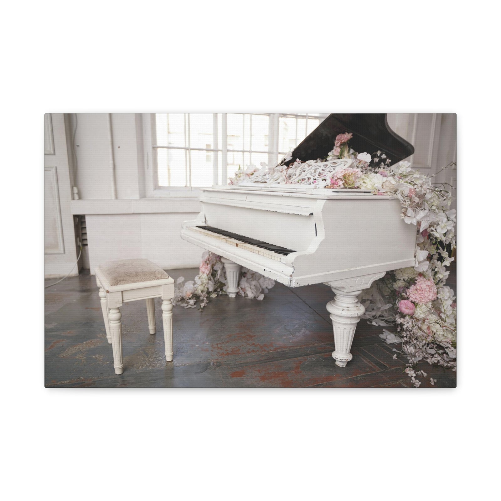 Piano with Flowers Music Lover's Delight Piano Keyboard Canvas Wall Art for Home Decor Ready-to-Hang-Express Your Love Gifts