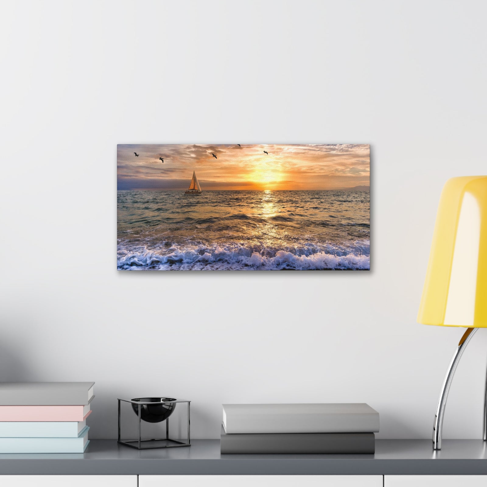 Sailboat Sailing Out To Sea Ocean Canvas Wall Art for Home Decor Ready-to-Hang-Express Your Love Gifts