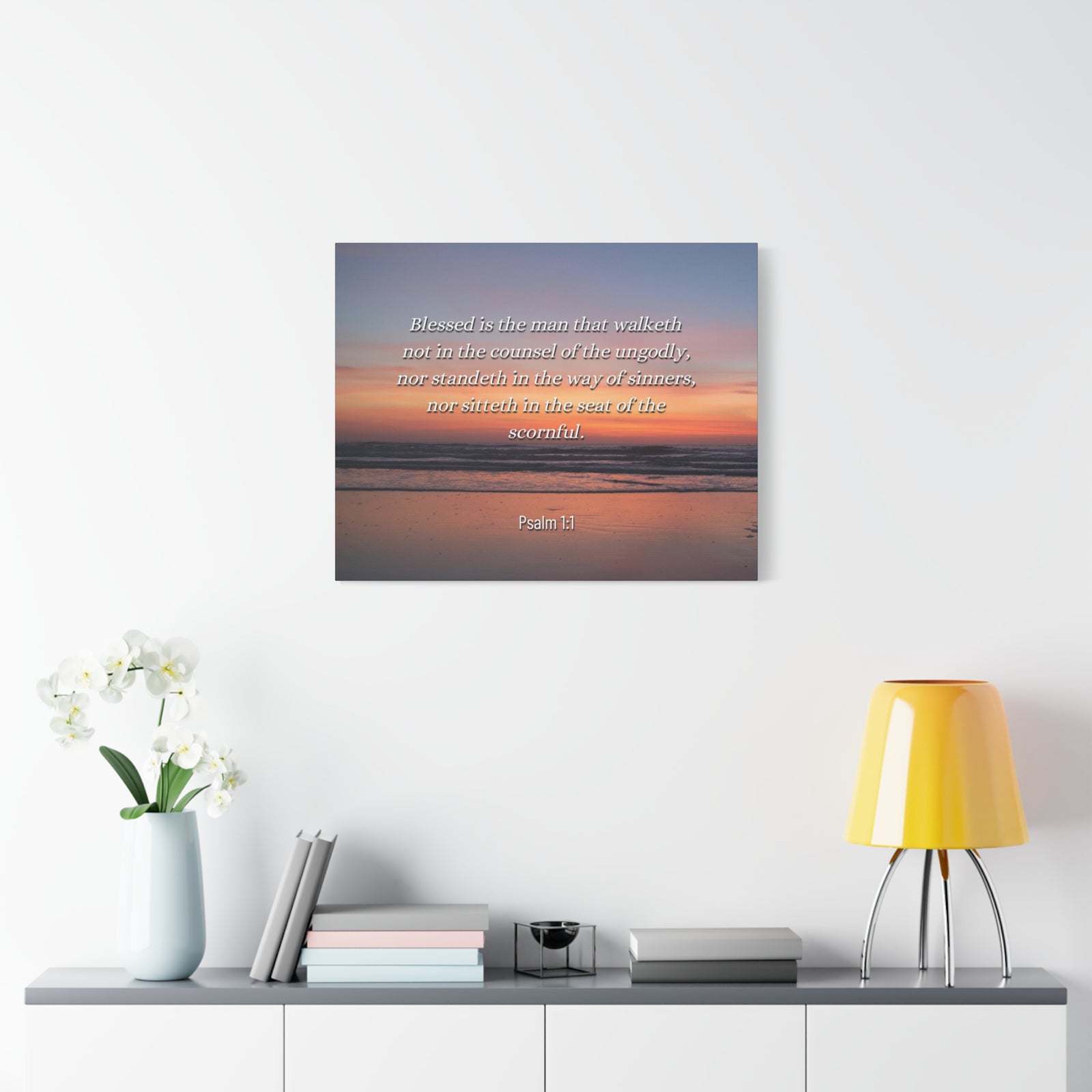 Scripture Canvas Blessed Sky Psalm 1:1 Christian Wall Art Bible Verse Print Ready to Hang-Express Your Love Gifts