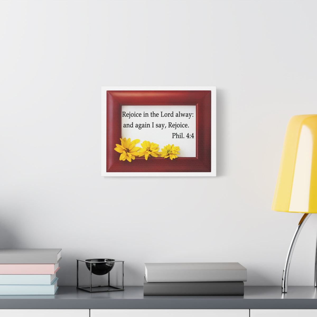Scripture Walls Rejoice In The Lord Frame Philippians 4:4 Bible Verse Canvas Christian Wall Art Ready to Hang-Express Your Love Gifts