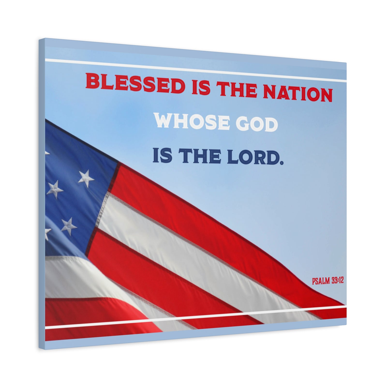Scripture Canvas Blessed Is The Nation Psalm 33:12 Christian Wall Art Bible Verse Print Ready to Hang-Express Your Love Gifts