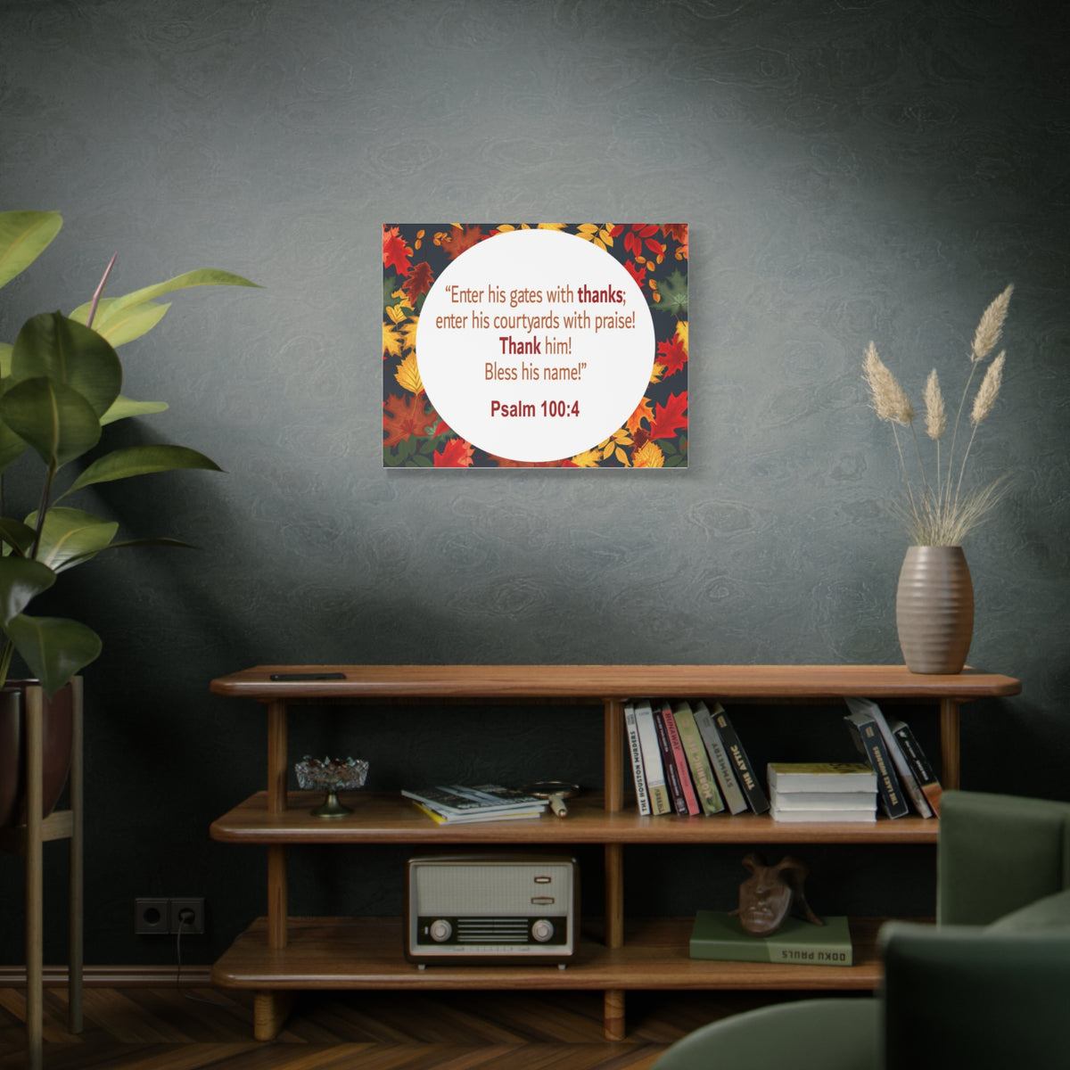 Scripture Walls Gates With Thanks Psalm 100:4 Bible Verse Canvas Christian Wall Art Ready to Hang-Express Your Love Gifts