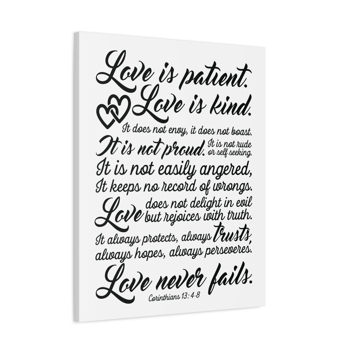 Scripture Canvas Love Is Patient Corinthians 13:4-8 Christian Wall Art Bible Verse Print Ready to Hang-Express Your Love Gifts
