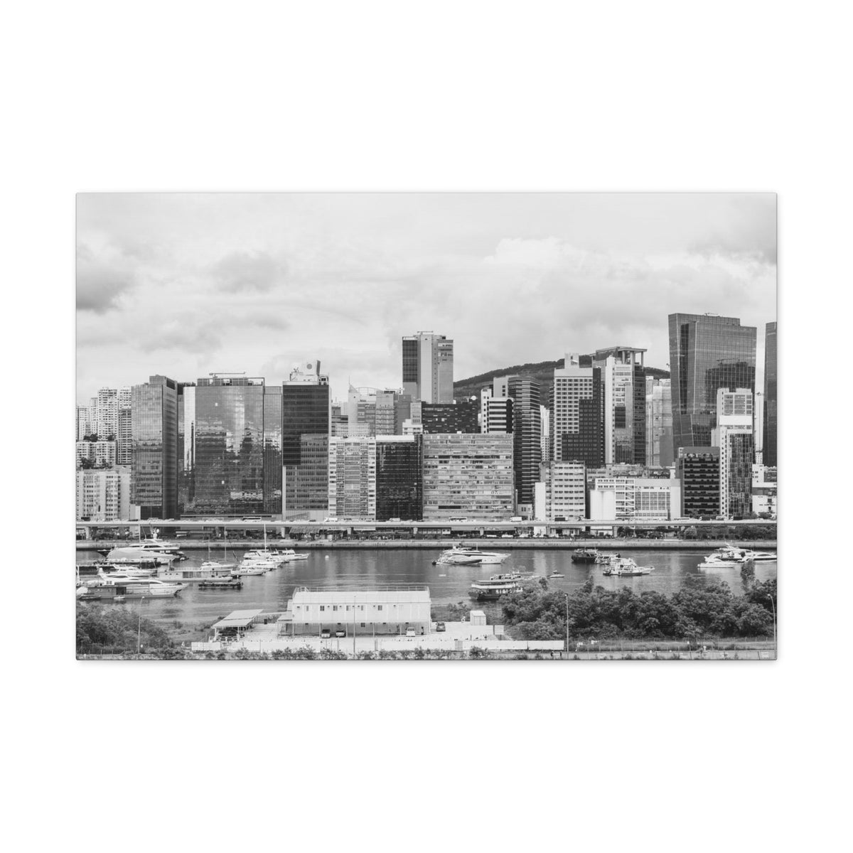 Hong Kong Black And White Skyline Canvas Artwork High-Quality Breathtaking Stunning Cityscape for Home Decor Ready to Hang-Express Your Love Gifts
