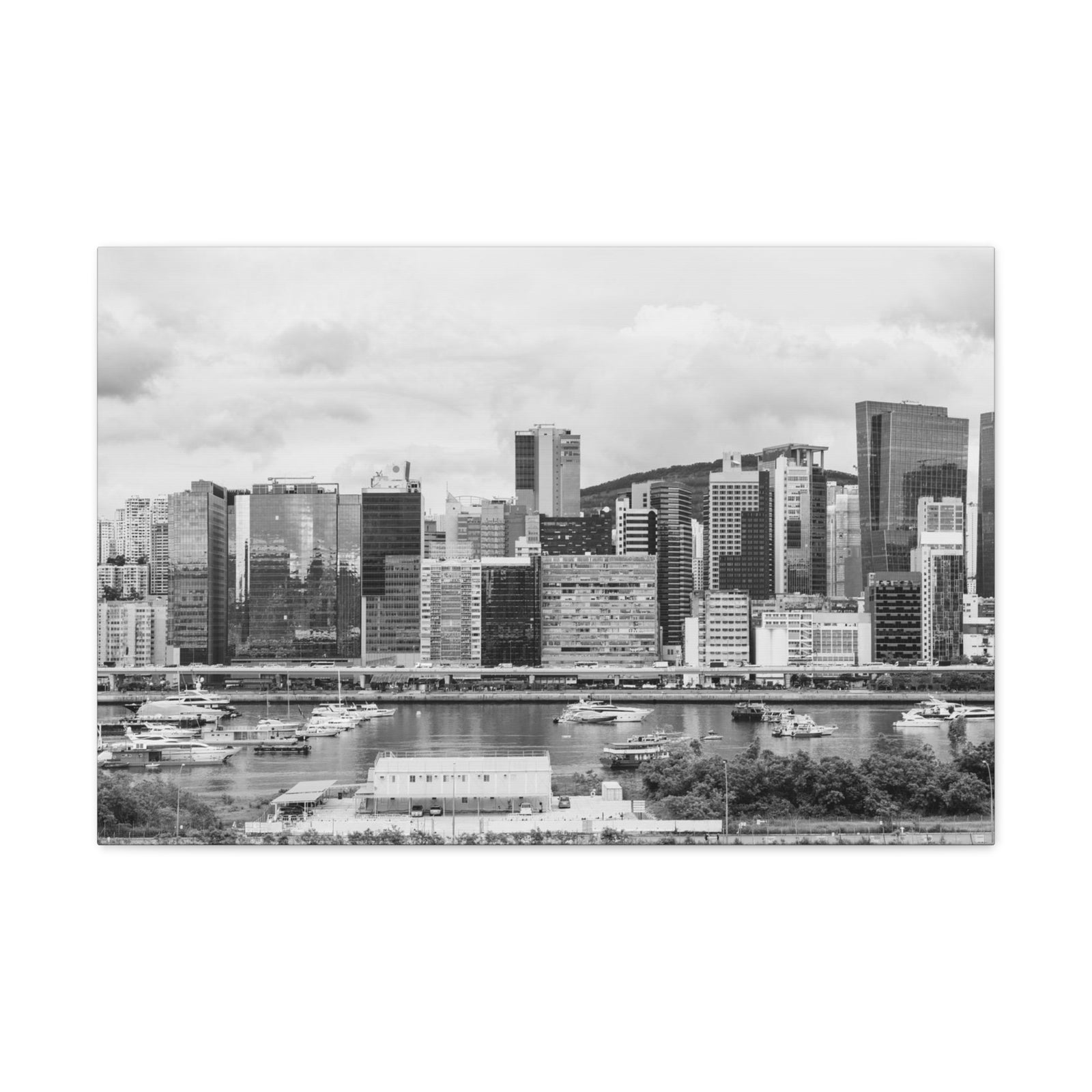 Hong Kong Black And White Skyline Canvas Artwork High-Quality Breathtaking Stunning Cityscape for Home Decor Ready to Hang-Express Your Love Gifts