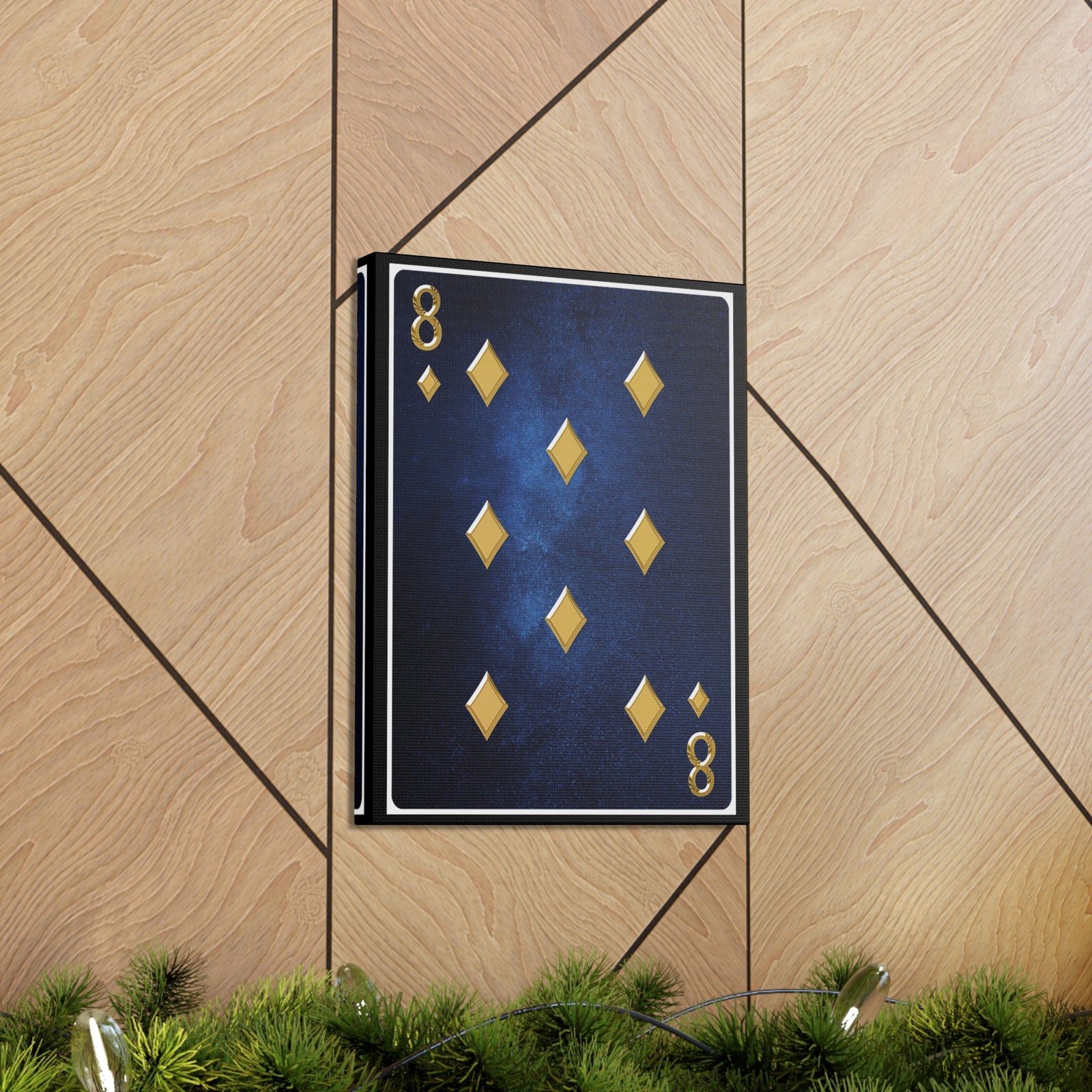 Eight Of Diamonds Space Background Playing Card Canvas Wall Art for Home Decor Ready-to-Hang-Express Your Love Gifts