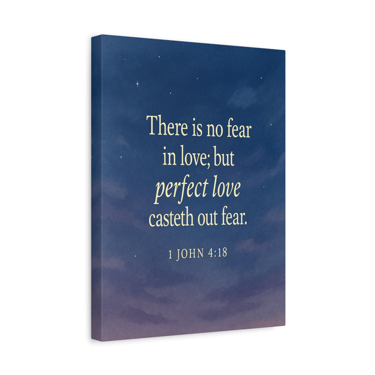 Bible Verse Canvas 1 John 4:18 Christian Home Décor Wall Art Scripture Ready to Hang Faith Print-Express Your Love Gifts