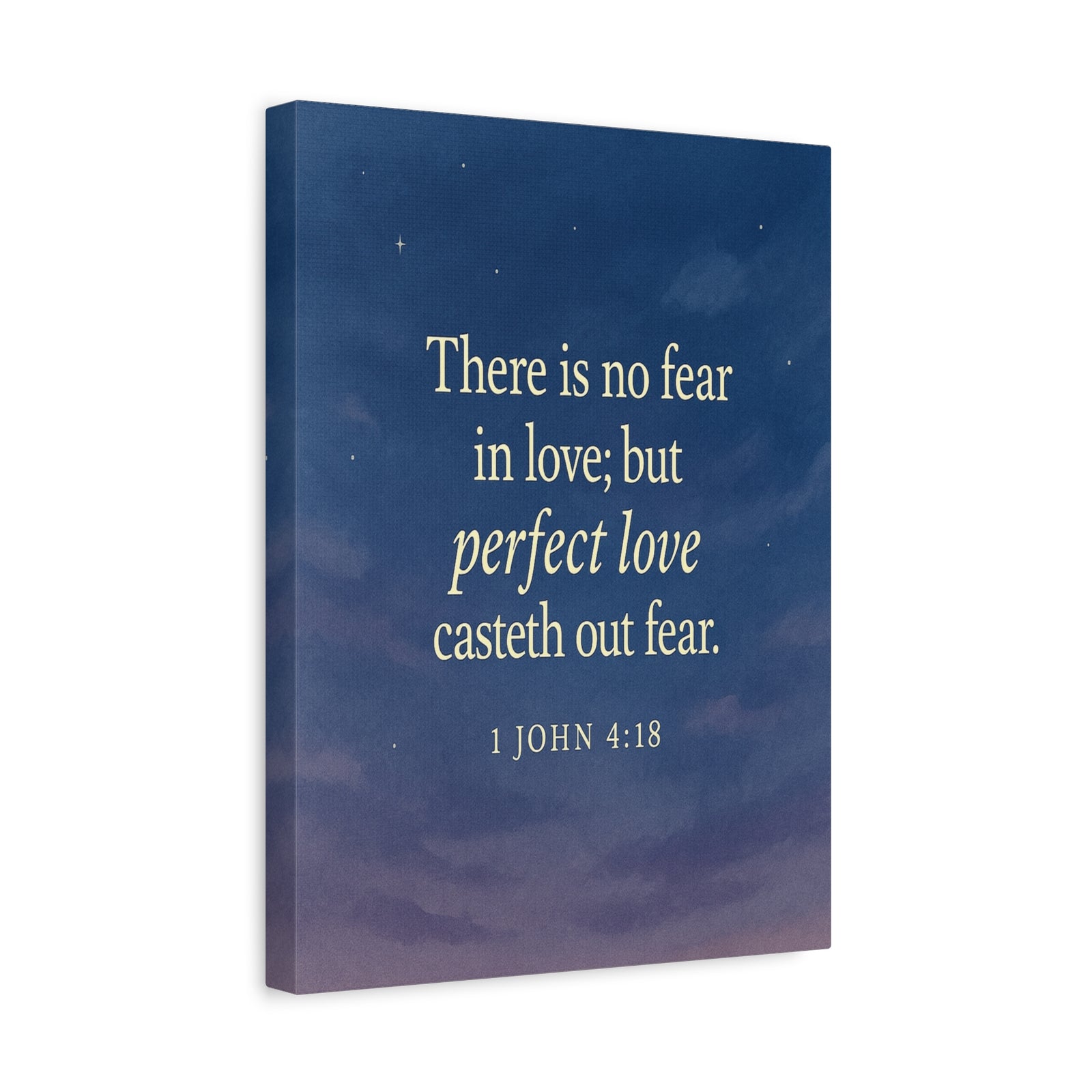 Bible Verse Canvas 1 John 4:18 Christian Home Décor Wall Art Scripture Ready to Hang Faith Print-Express Your Love Gifts