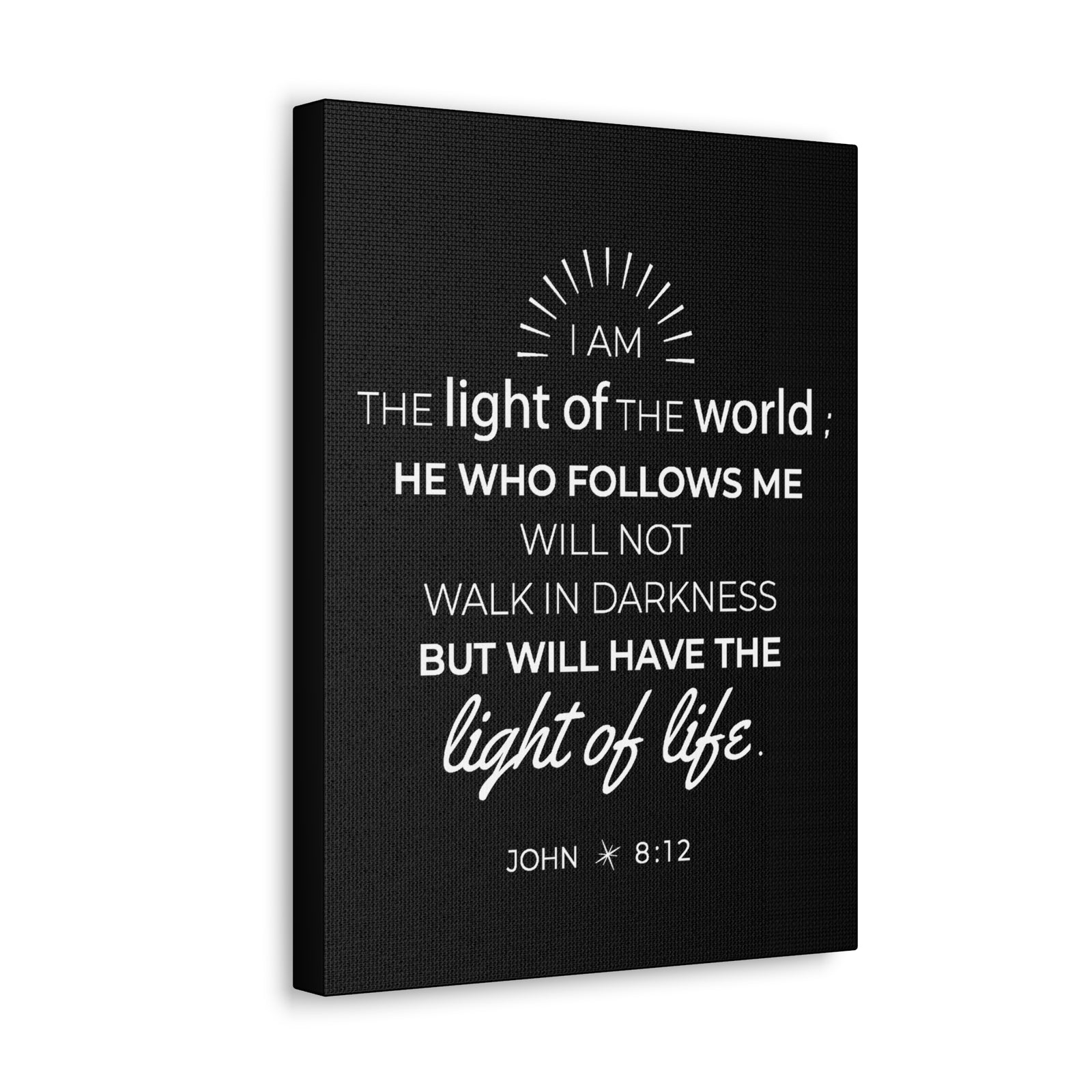 Scripture Walls John 8:12 Light of the World Bible Verse Canvas Christian Wall Art Ready to Hang Unframed-Express Your Love Gifts