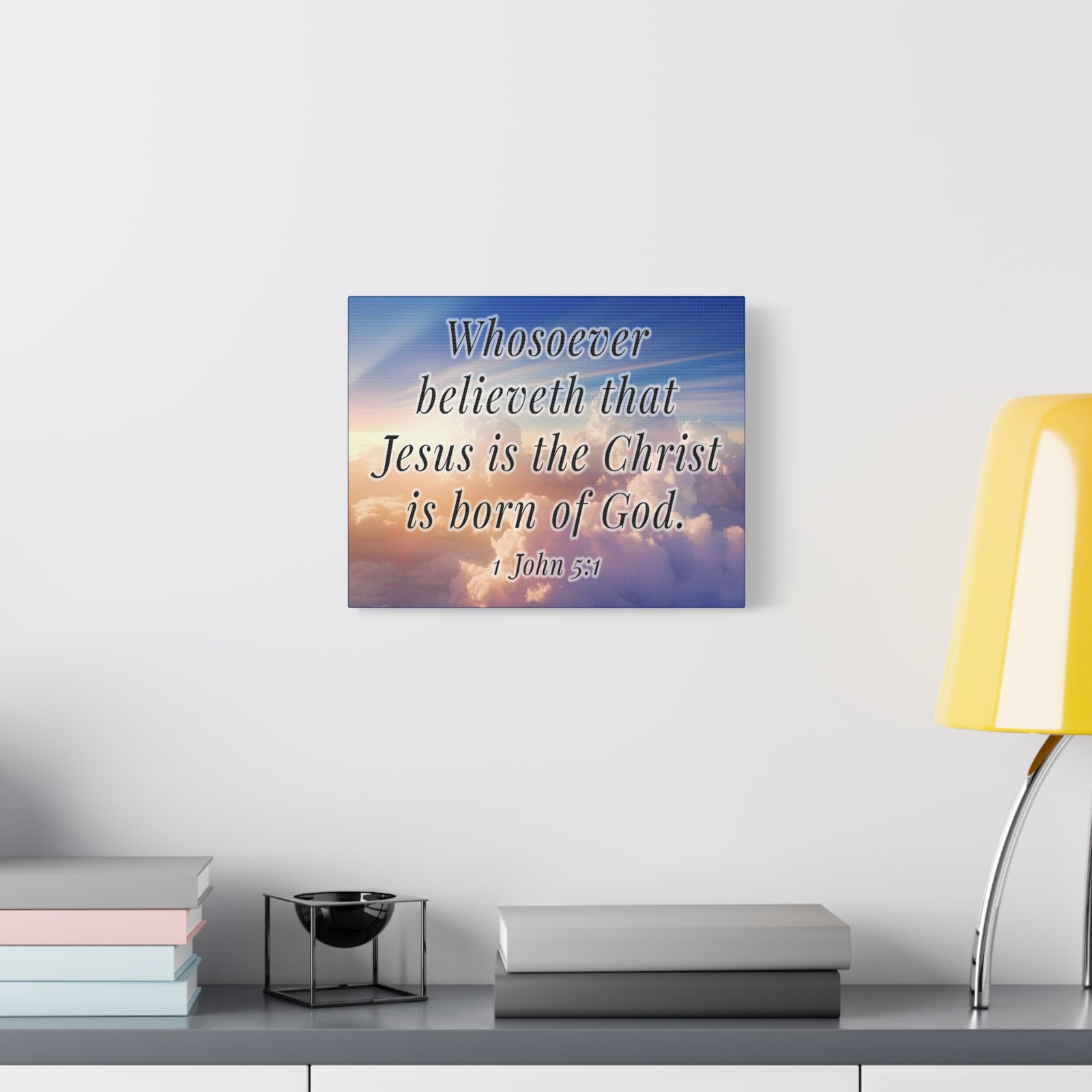 Scripture Walls 1 John 5:1 Jesus is the Christ Bible Verse Canvas Christian Wall Art Ready to Hang Unframed-Express Your Love Gifts