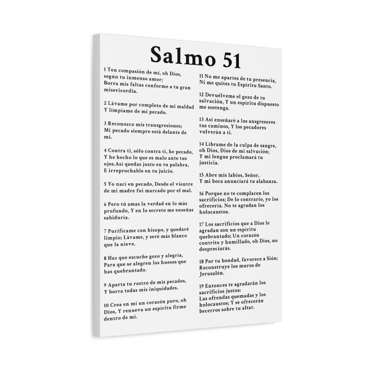 Scripture Walls Salmo 51 Chapter White Christian Wall Art Print Ready to Hang Unframed-Express Your Love Gifts