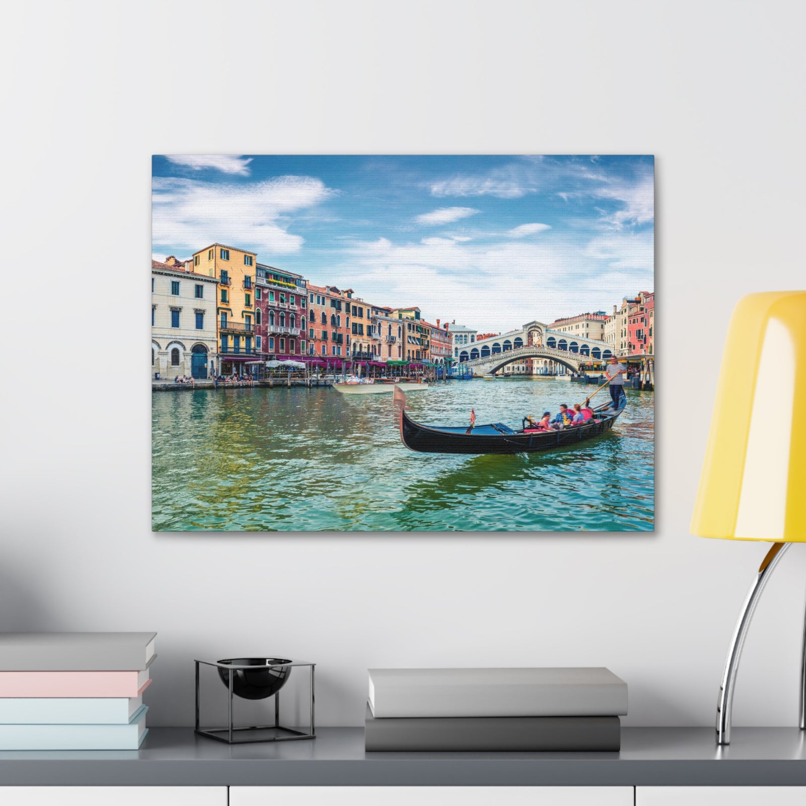 Venice Rialto Bridge Blue Sky Nature Wilderness Photography Canvas Wall Art for Home Decor Ready-to-Hang-Express Your Love Gifts