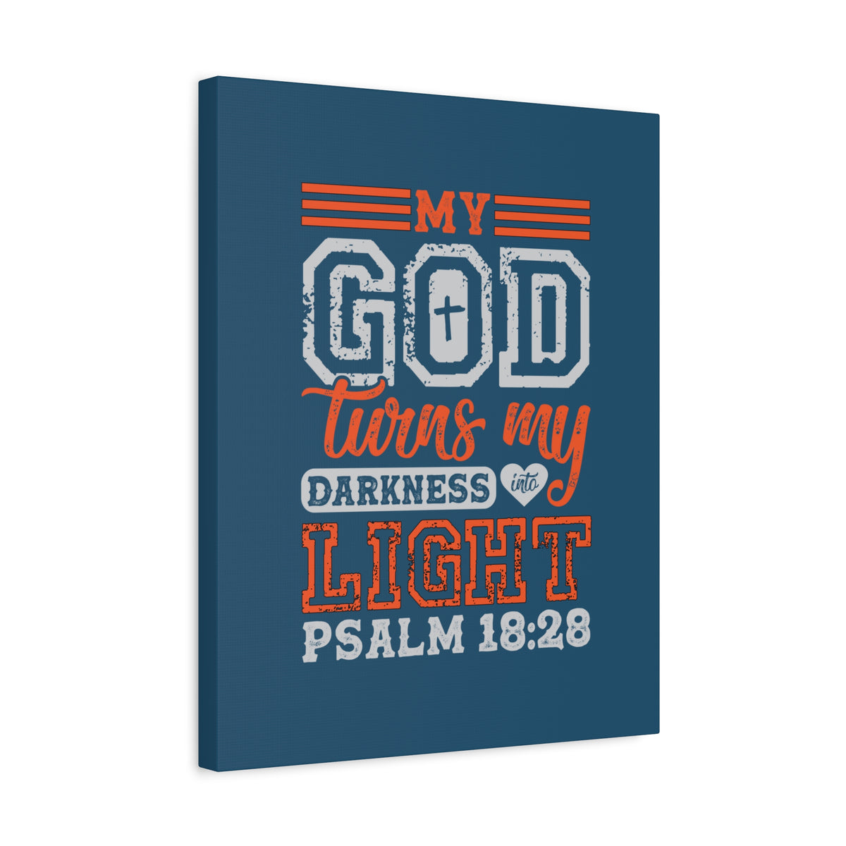 Scripture Walls My God Wins Psalm 18:28 Dark Blue Bible Verse Canvas Christian Wall Art Ready to Hang-Express Your Love Gifts