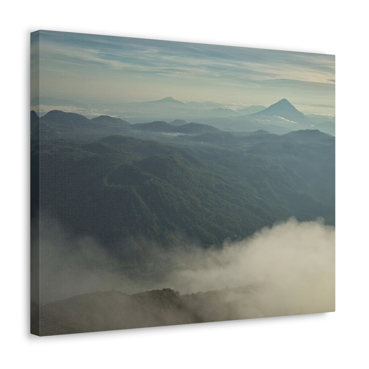 Misty Mountains Green Forest Nature Wilderness Photography Canvas Wall Art for Home Decor Ready-to-Hang-Express Your Love Gifts