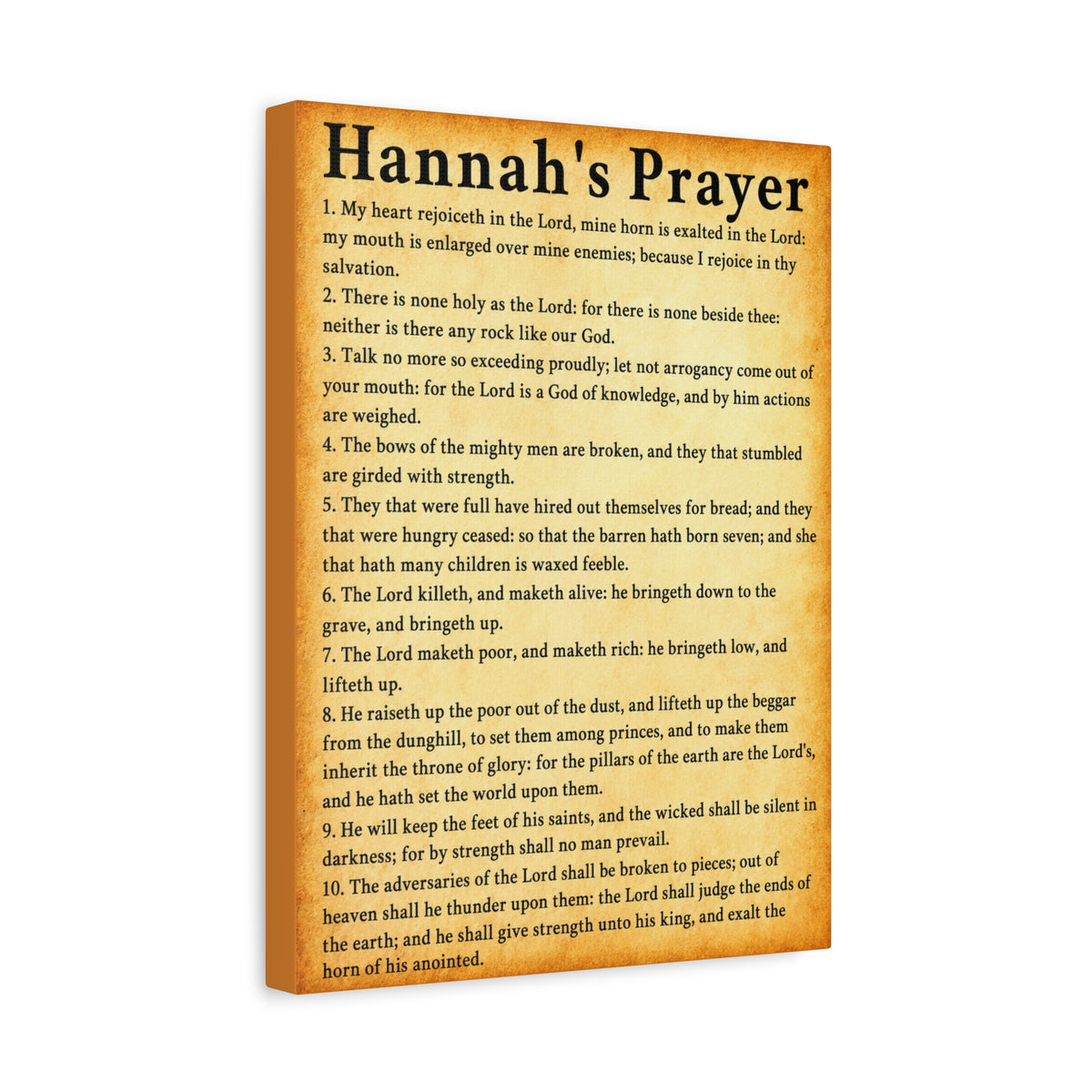 Scripture Walls Hannah's Prayer 1 Samuel 2:1–10 Gold Bible Verse Canvas Christian Wall Art Ready to Hang Unframed-Express Your Love Gifts