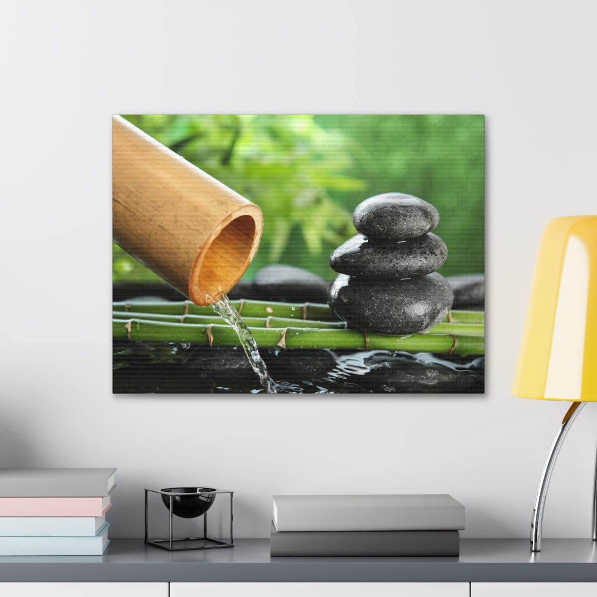 Traditional Bamboo Fountain Forest Floral Nature Photography Canvas Wall Art for Home Decor Ready-to-Hang-Express Your Love Gifts