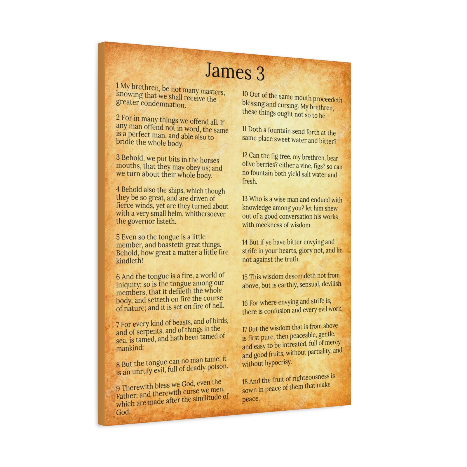 Scripture Walls James 3 Chapter Gold Control The Tongue Christian Wall Art Print Ready to Hang Unframed-Express Your Love Gifts