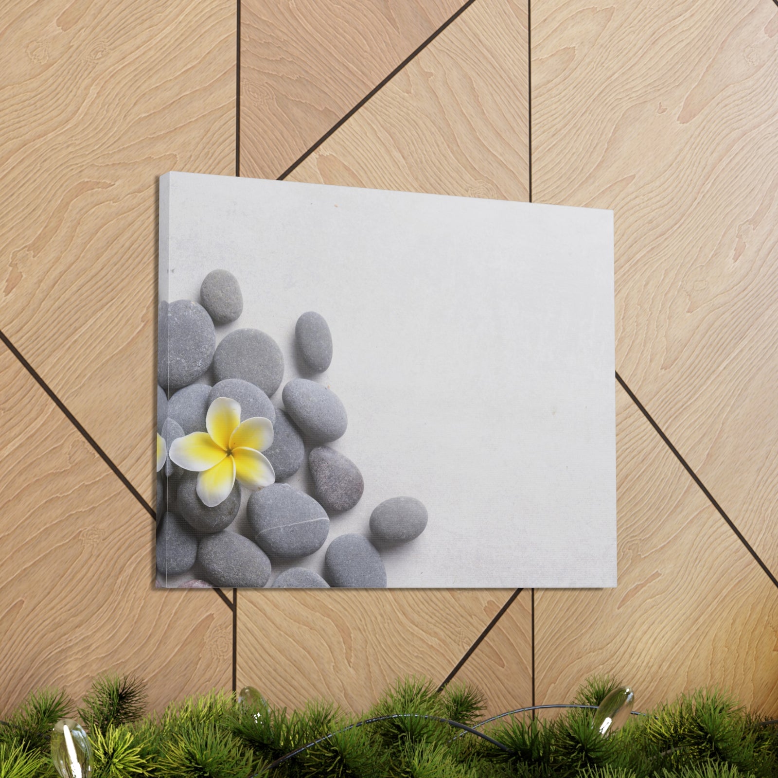 Frangipani and Zen Stones Forest Floral Nature Photography Canvas Wall Art for Home Decor Ready-to-Hang-Express Your Love Gifts