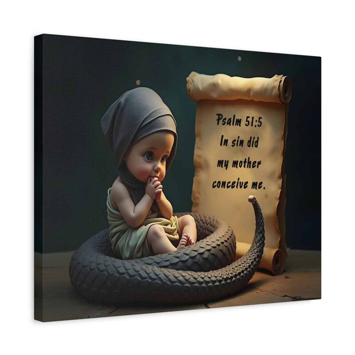 Scripture Walls Psalm 51:5 Viper in a Diaper Bible Verse Canvas Christian Wall Art Ready to Hang Unframed-Express Your Love Gifts